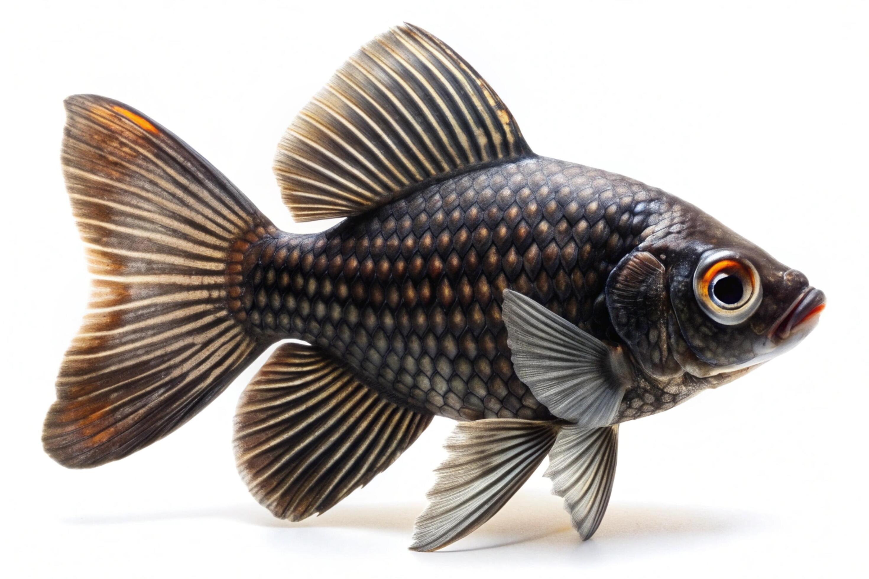 Black ornamental fish isolated on white background Stock Free