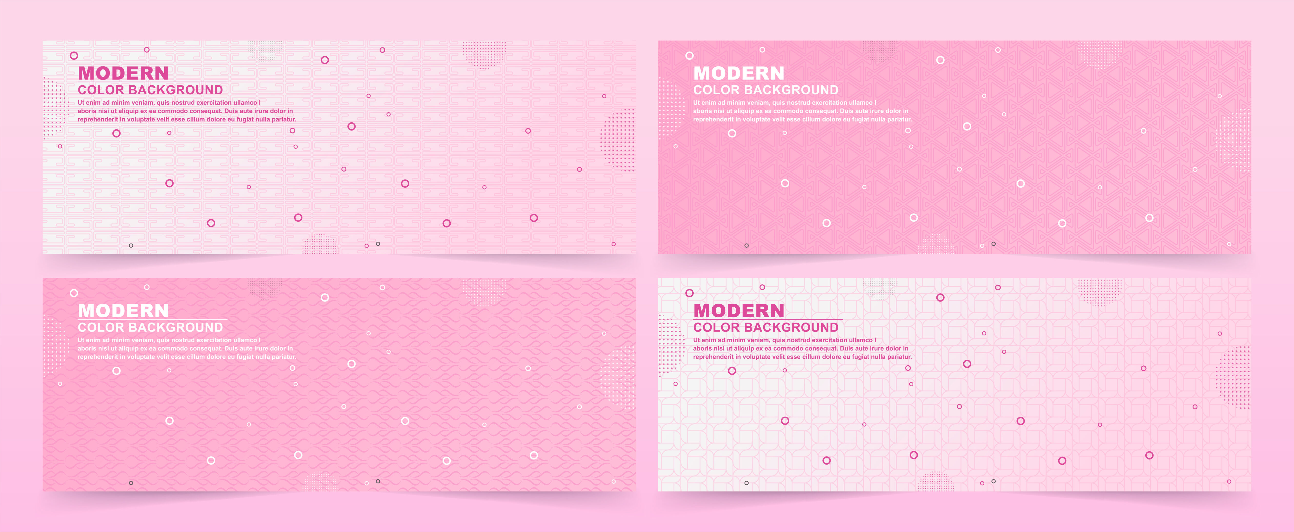 Pink and White Geometric Banner Set Free Vector