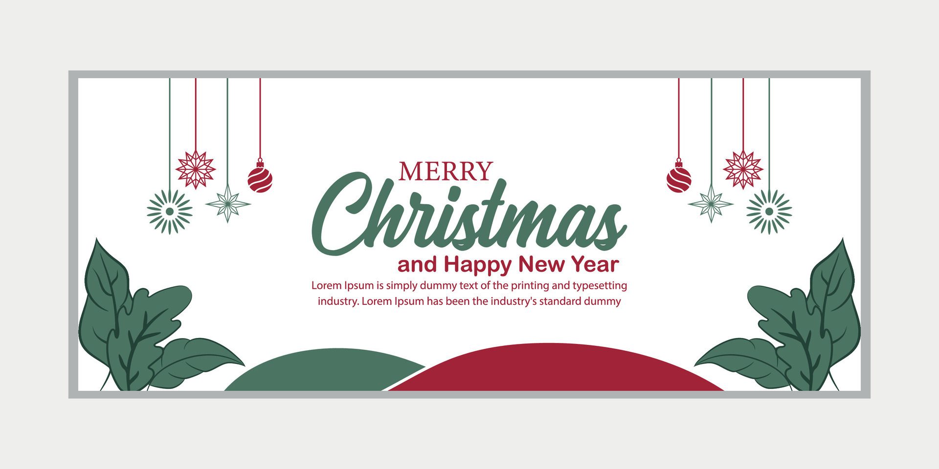 merry christmas banner set and happy new year banner, social media cover and web banner Free Vector