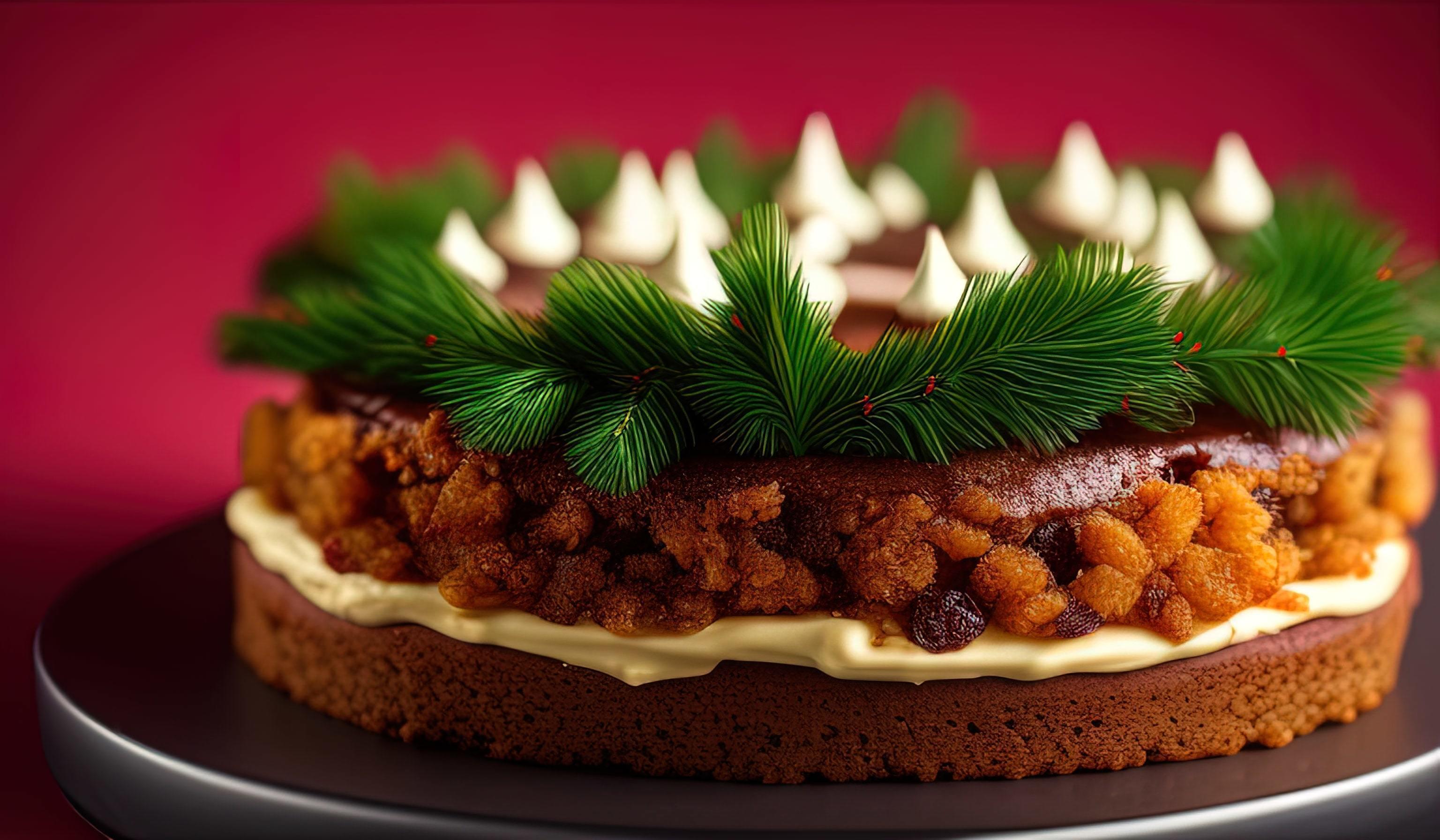 advertising professional food photography close up of a christmas cake Stock Free