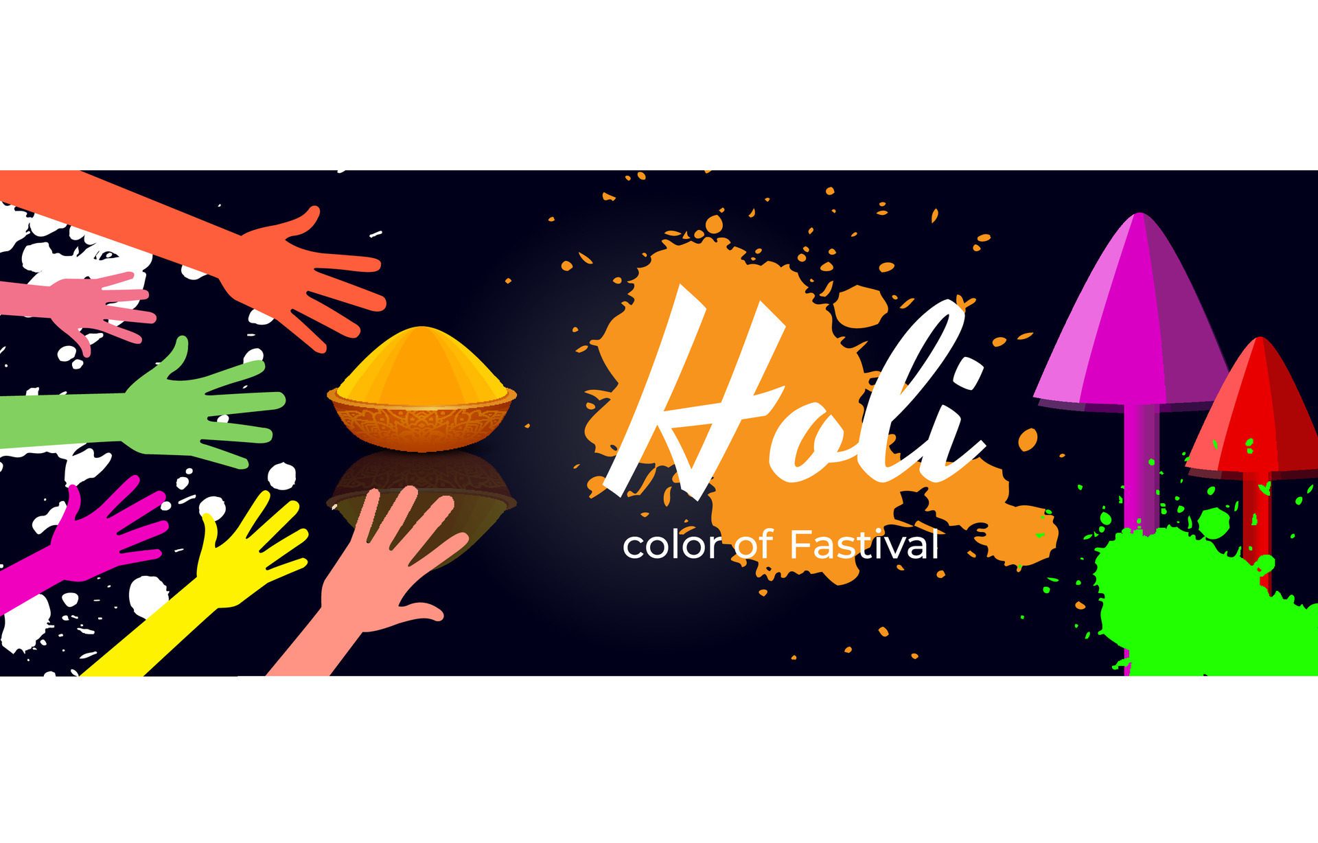 Happy Holi indian Hindu traditional festival banner template Free Vector Free Vector