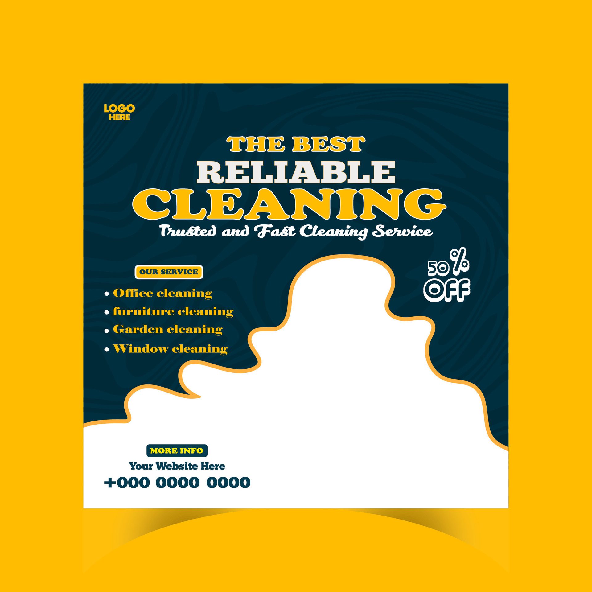 Reliable Cleaning service banner design and square social media post template Free Vector