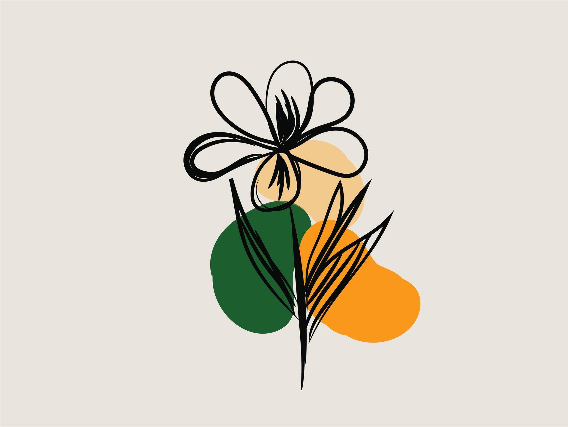 hand drawn flat design simple flower outlinev Stock Free