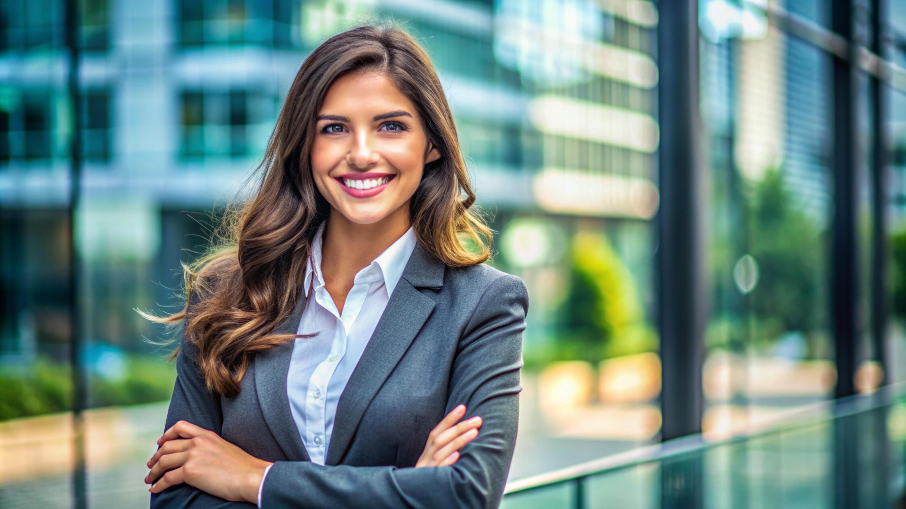 A Young happy pretty smiling professional business woman Stock Free