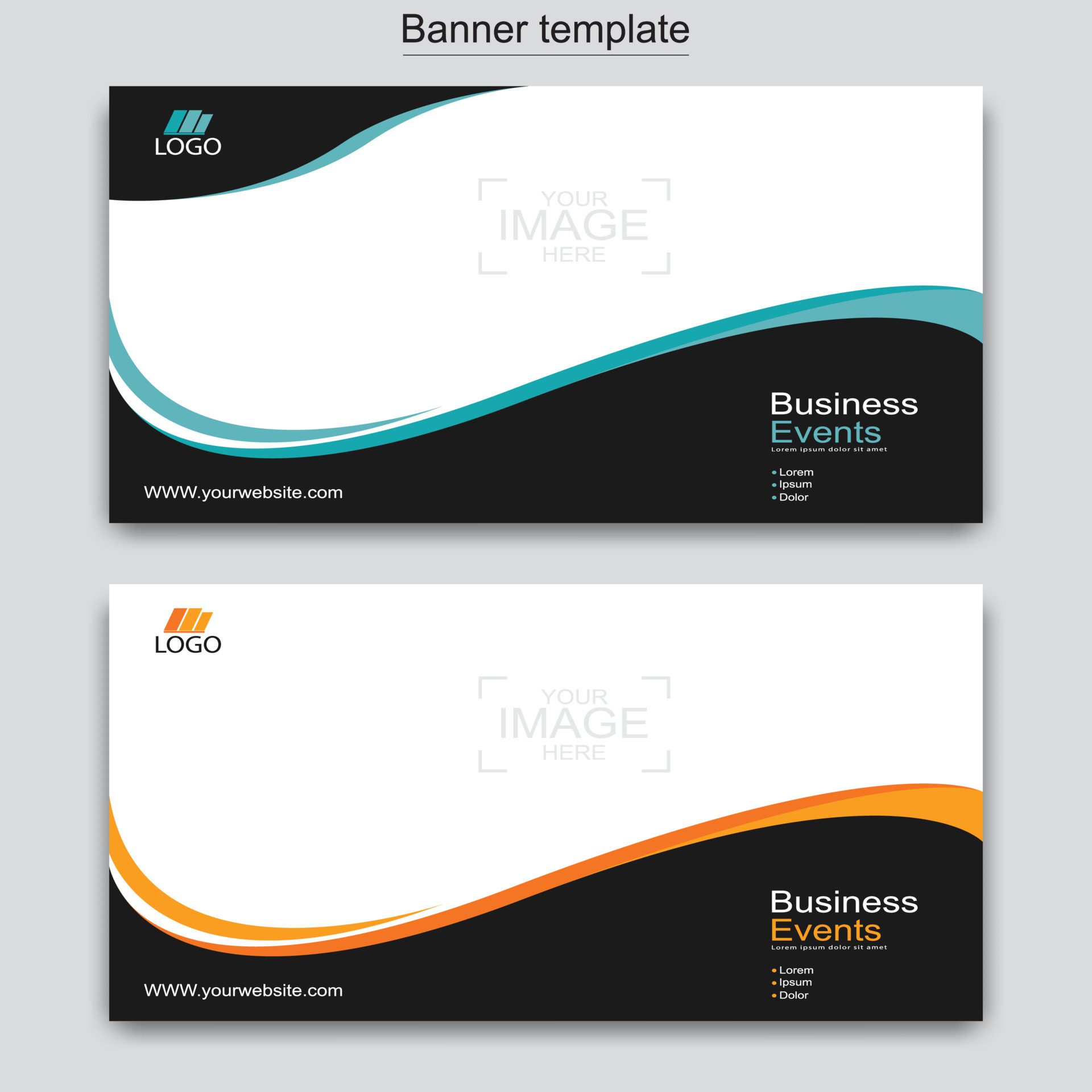 Vector abstract design web banner template. Web Design Elements – Header Design. Abstract geometric web banner template on grey background. Free Vector