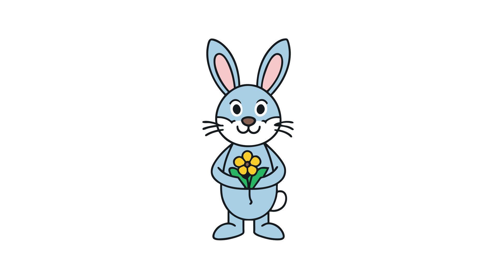 Easter Rabbit Holding Flower Charming Vector Illustration for Festive Designs Stock Free