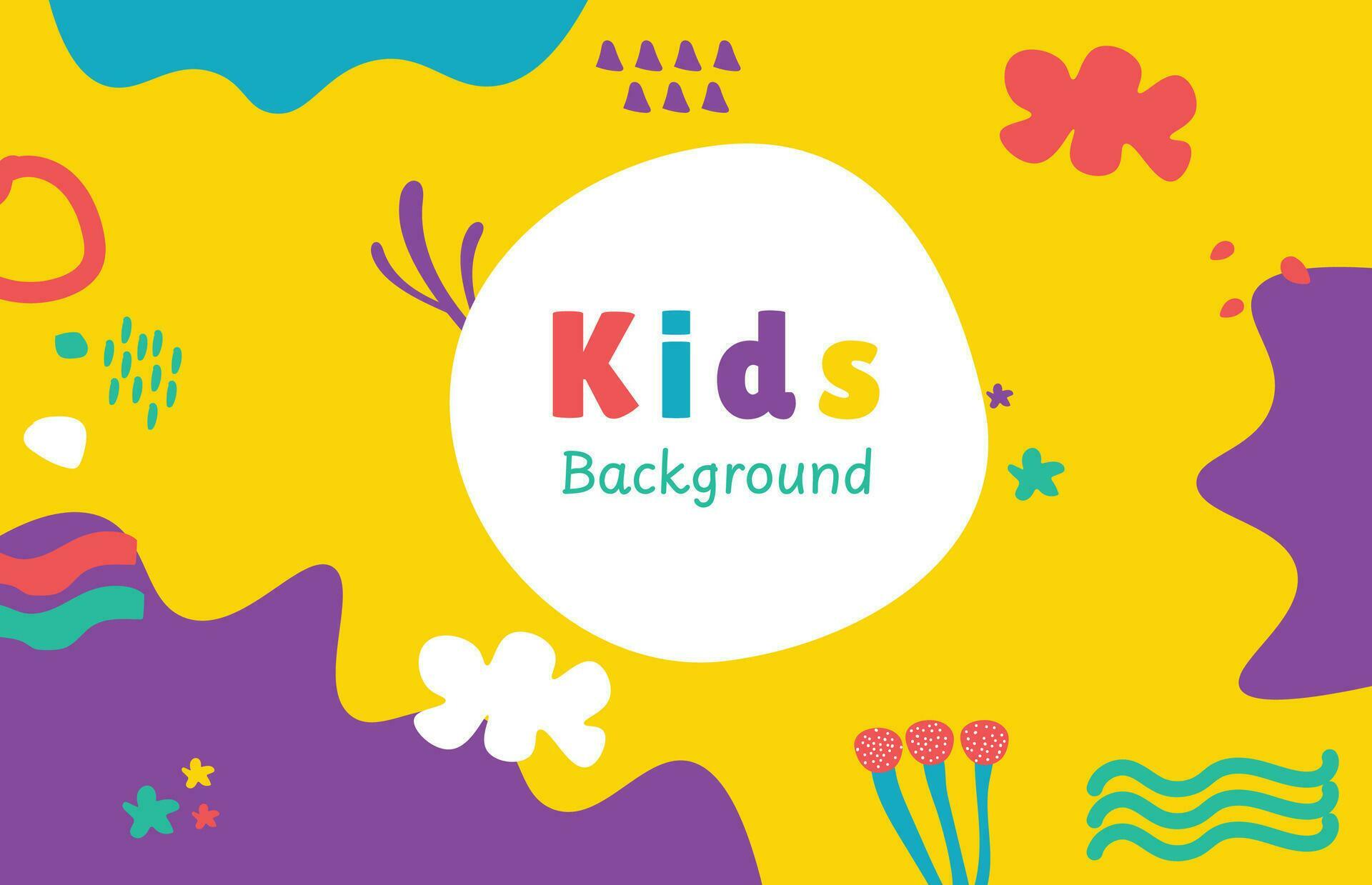 Flat design colorful kids background with flowers, stars and cute element Stock Free