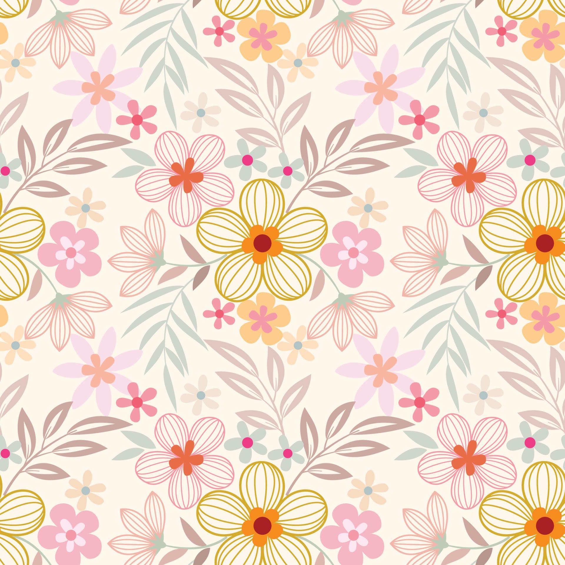 Colorful hand draw flowers seamless pattern for fabric textile wallpaper. Stock Free