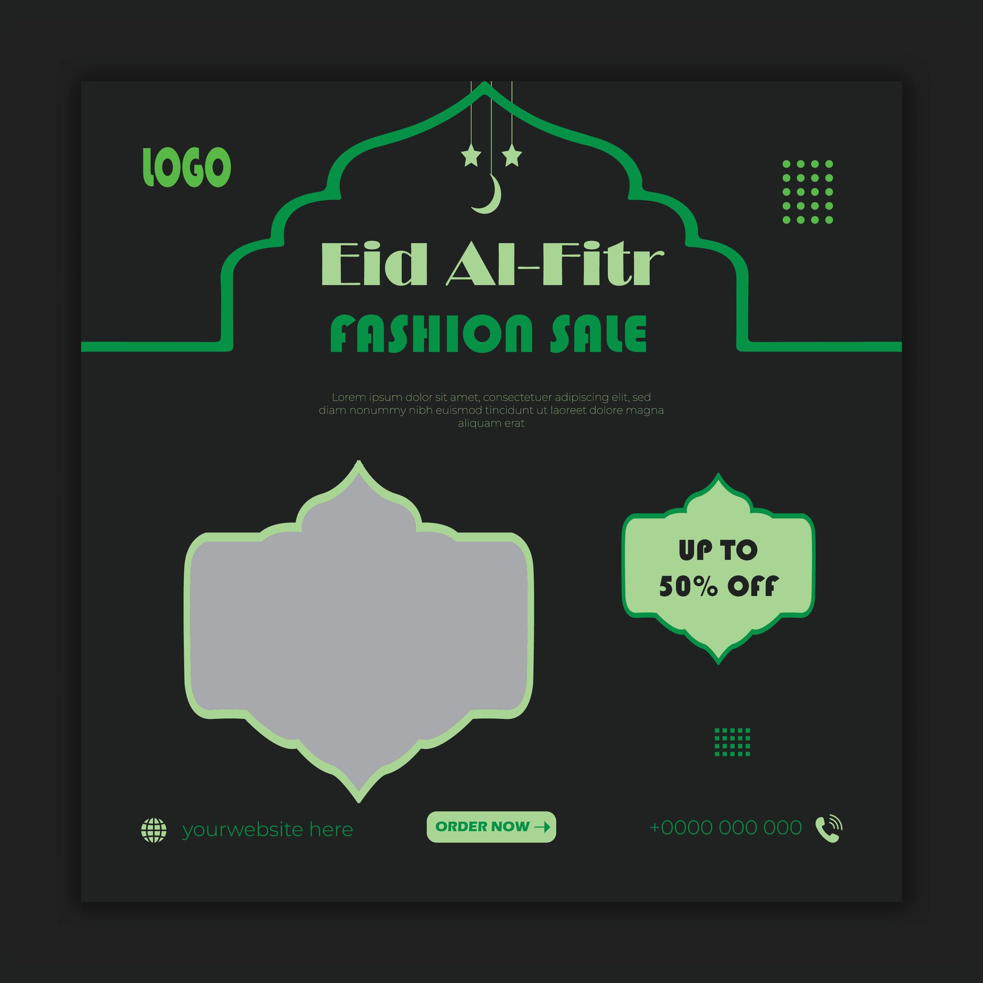 Eid Al Fitr fashion sale social media banner post template Free Vector