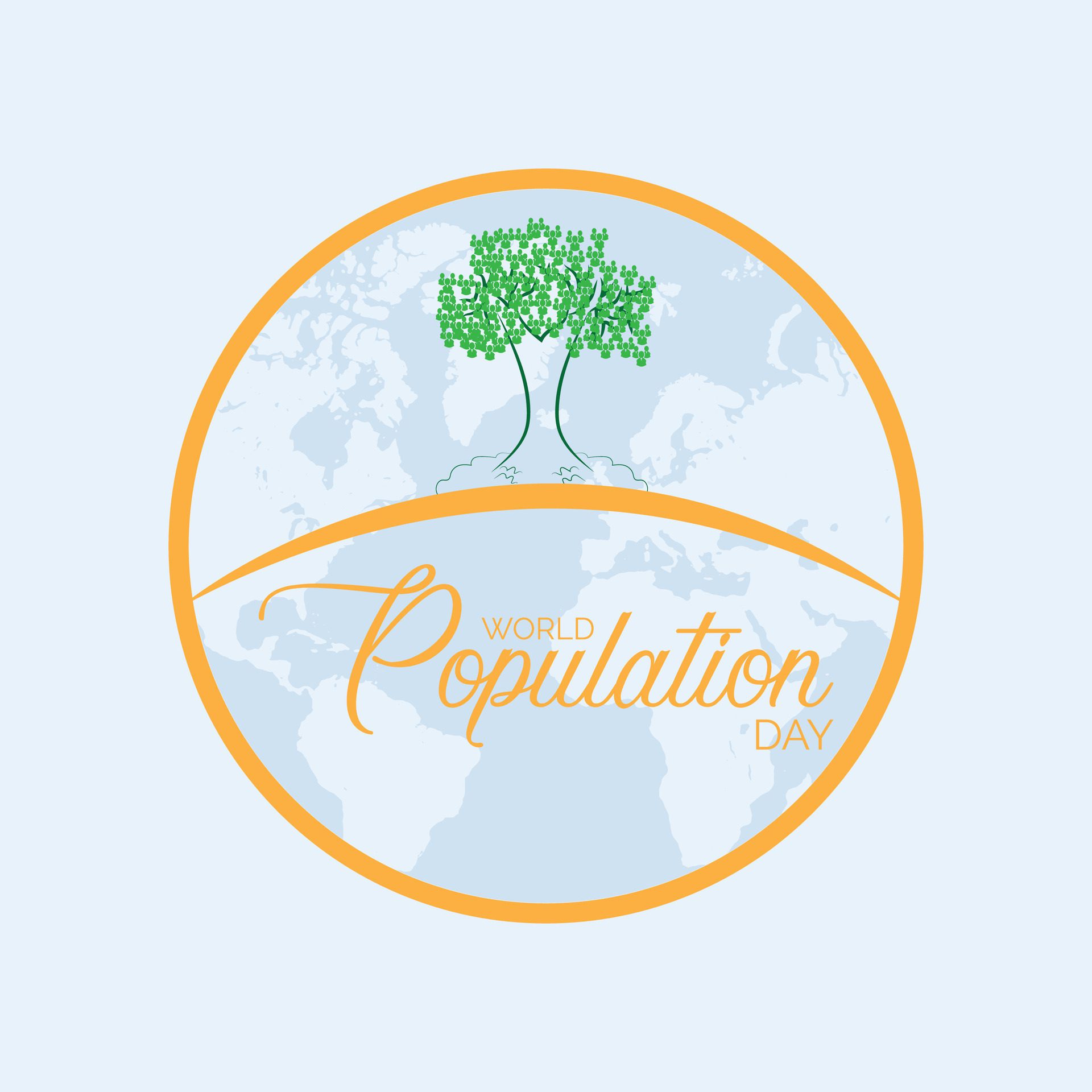 World Population Day observed every year in July. Template for background, banner, card, poster with text inscription. Free Vector