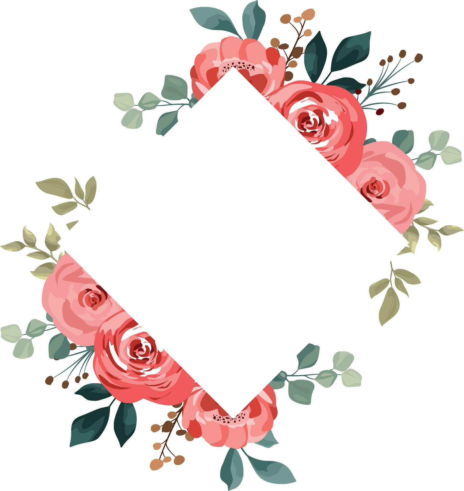 wedding flower frame with flower bouquet, wedding invitation decoration or greeting card Stock Free