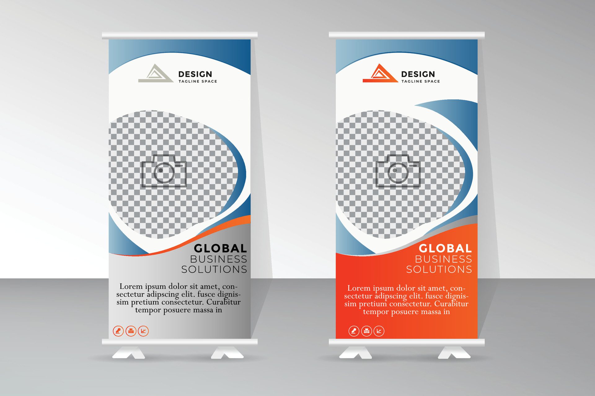 Roll up banner template design Free Vector