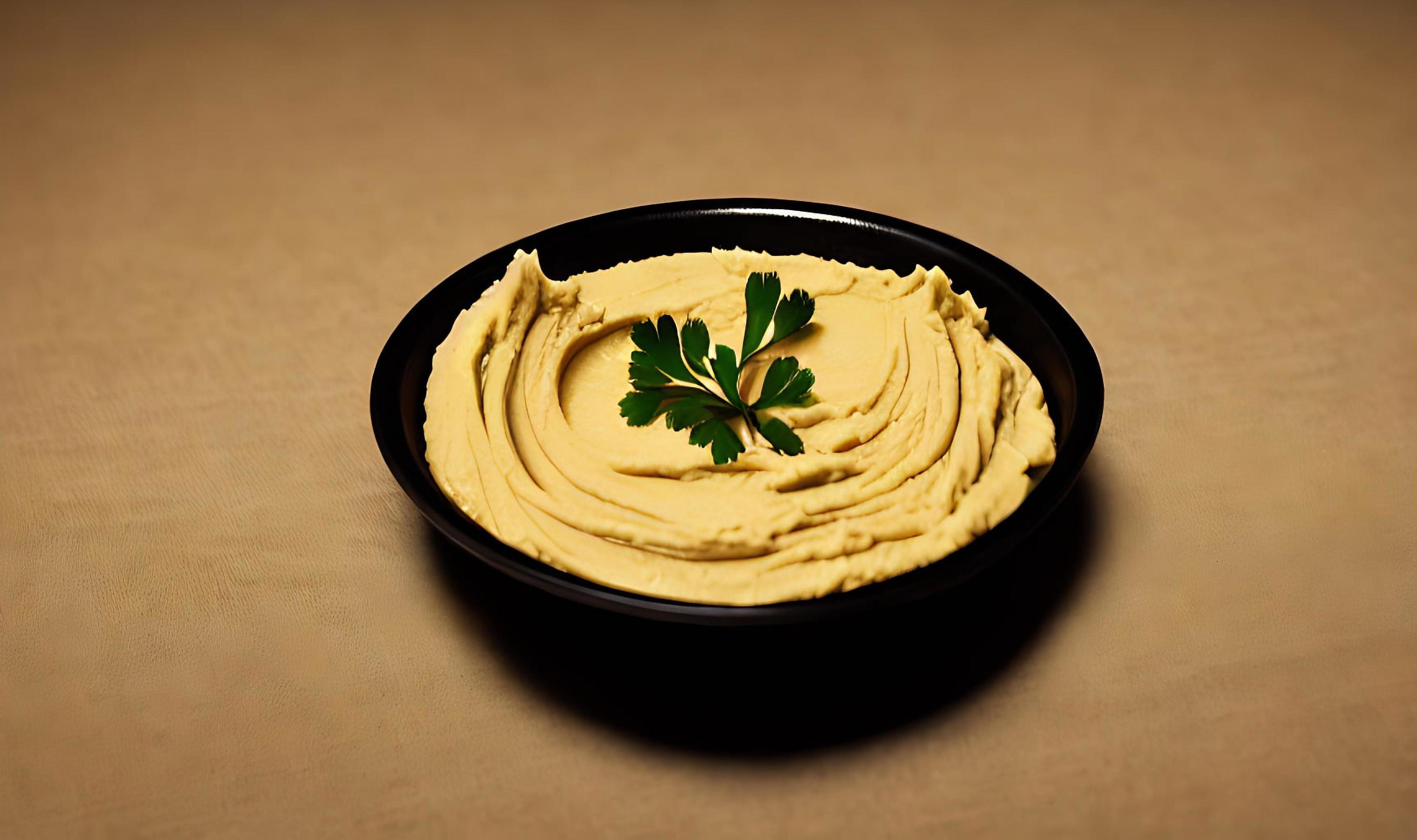 Healthy food. Traditional freshly made organic hummus. Stock Free