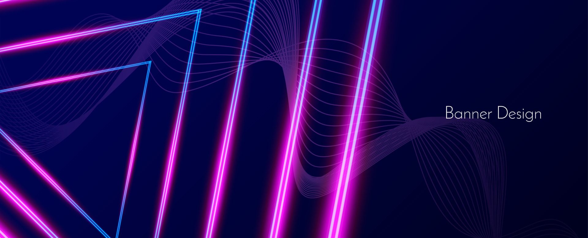 Abstract geometric neon lines illustration banner pattern background Free Vector