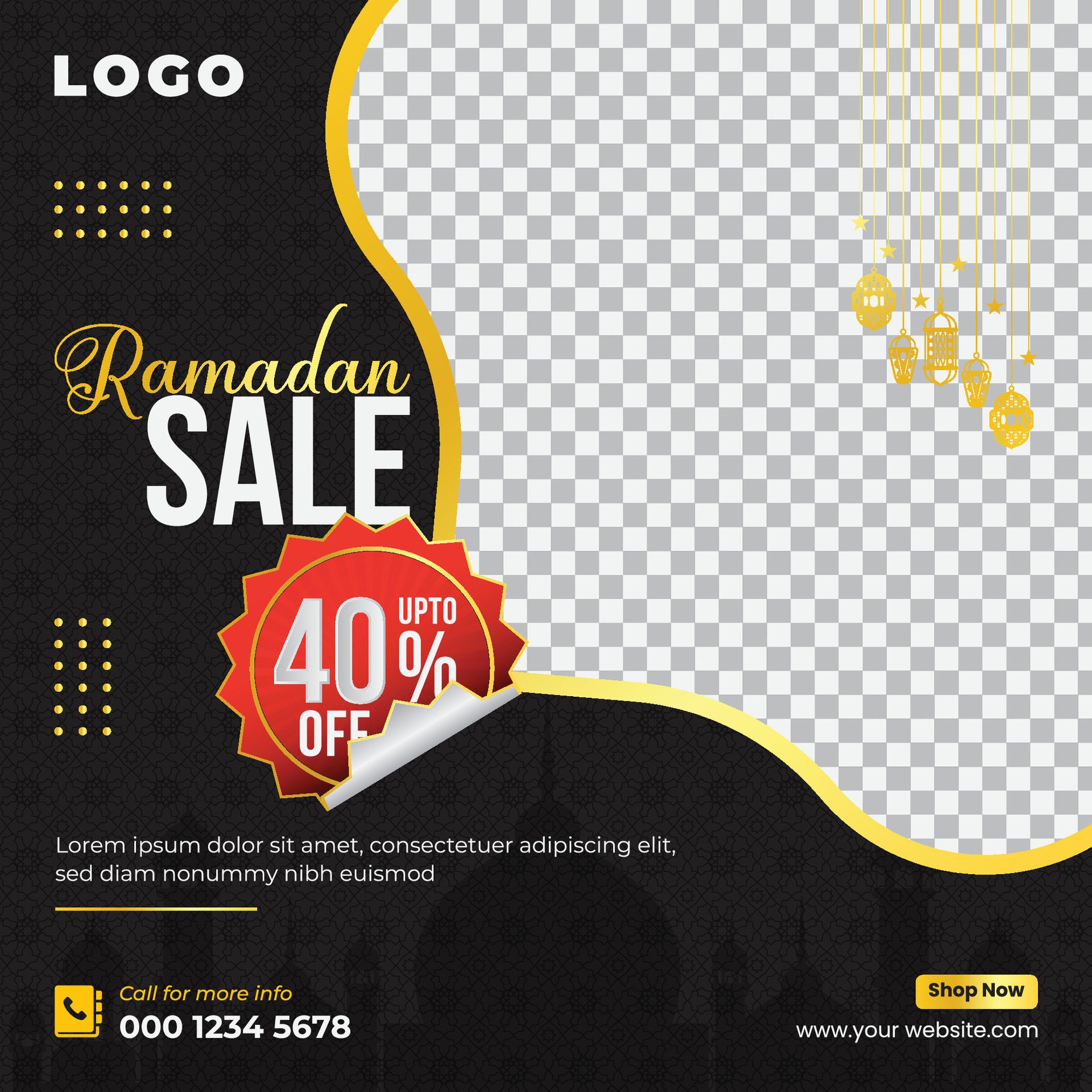 Ramadan Kareem Sale Offer Discount Social Media Banner Post Design Template Free Vector