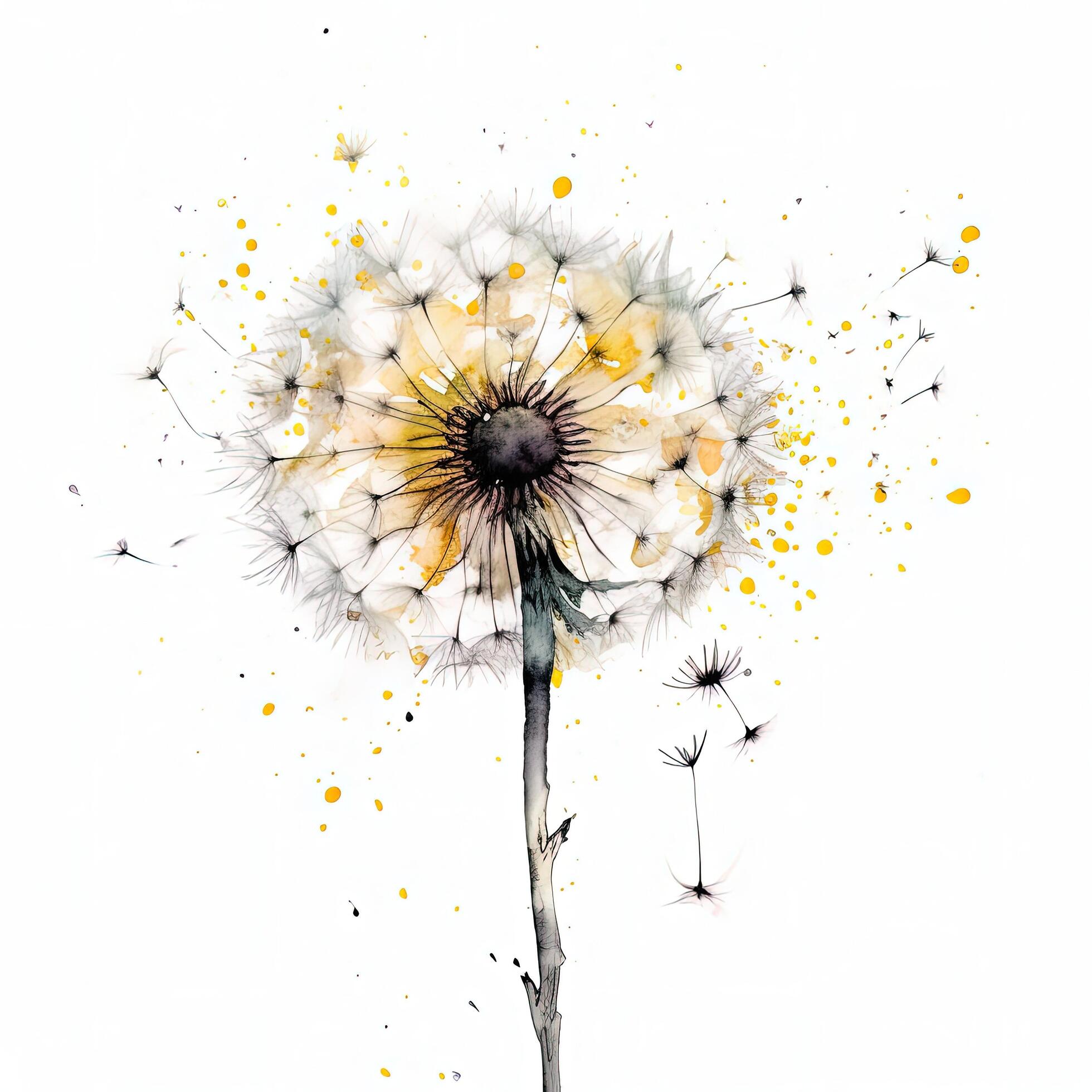 Watercolor dandelion flower. Illustration Stock Free