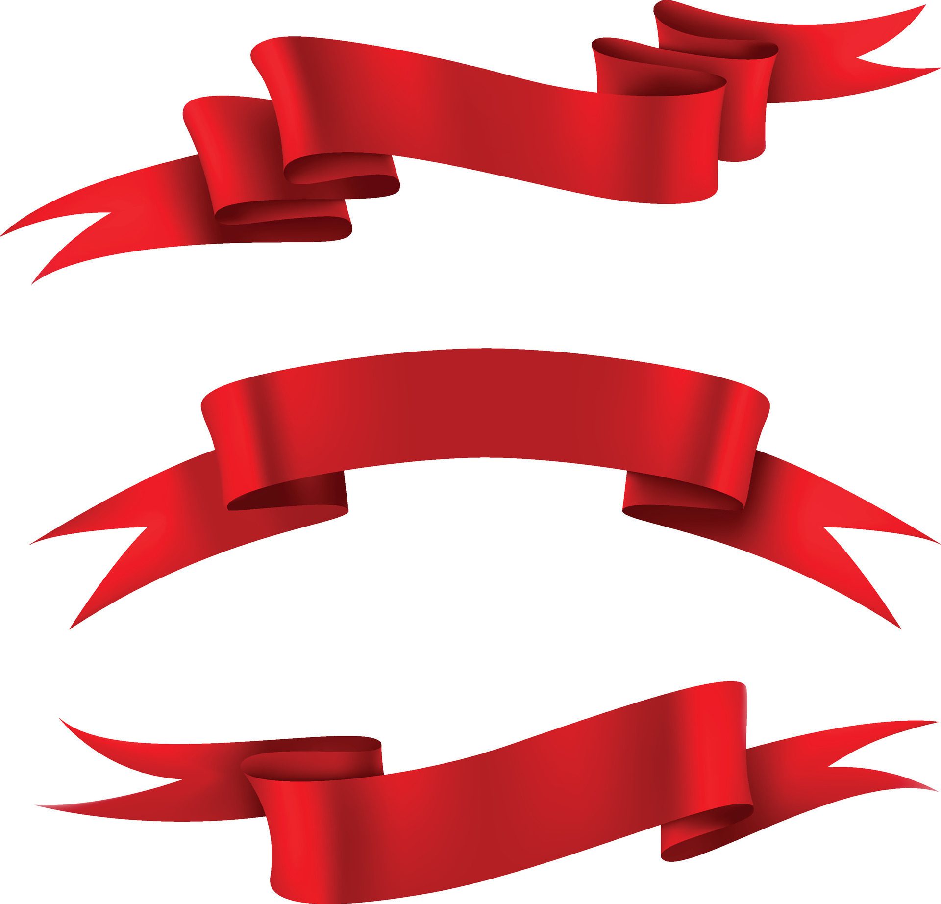 Vector red ribbons.Ribbon banner set. Free Vector