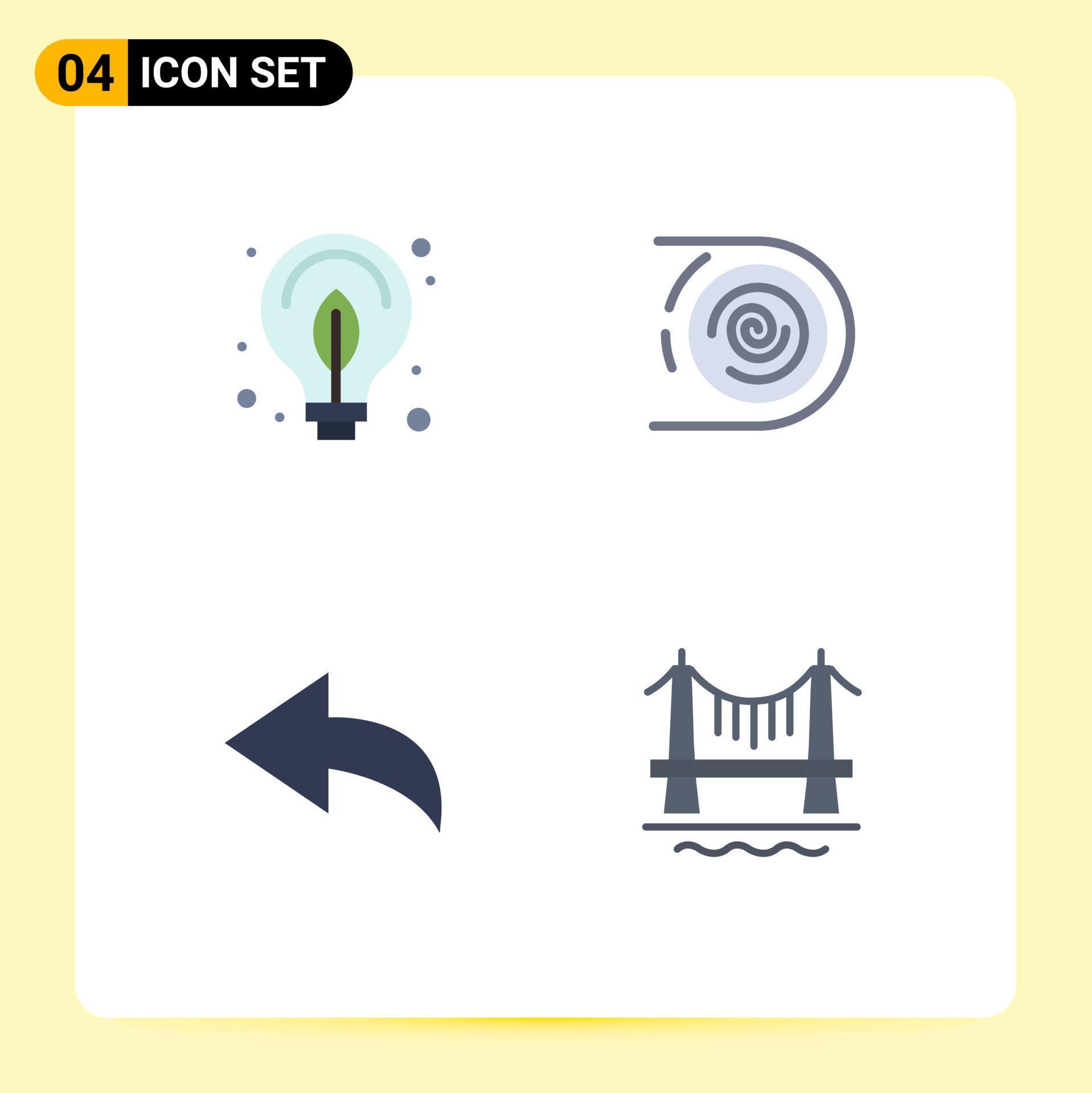 Pictogram Set of 4 Simple Flat Icons of energy arrow bulb cycle bridge Editable Vector Design Elements Stock Free