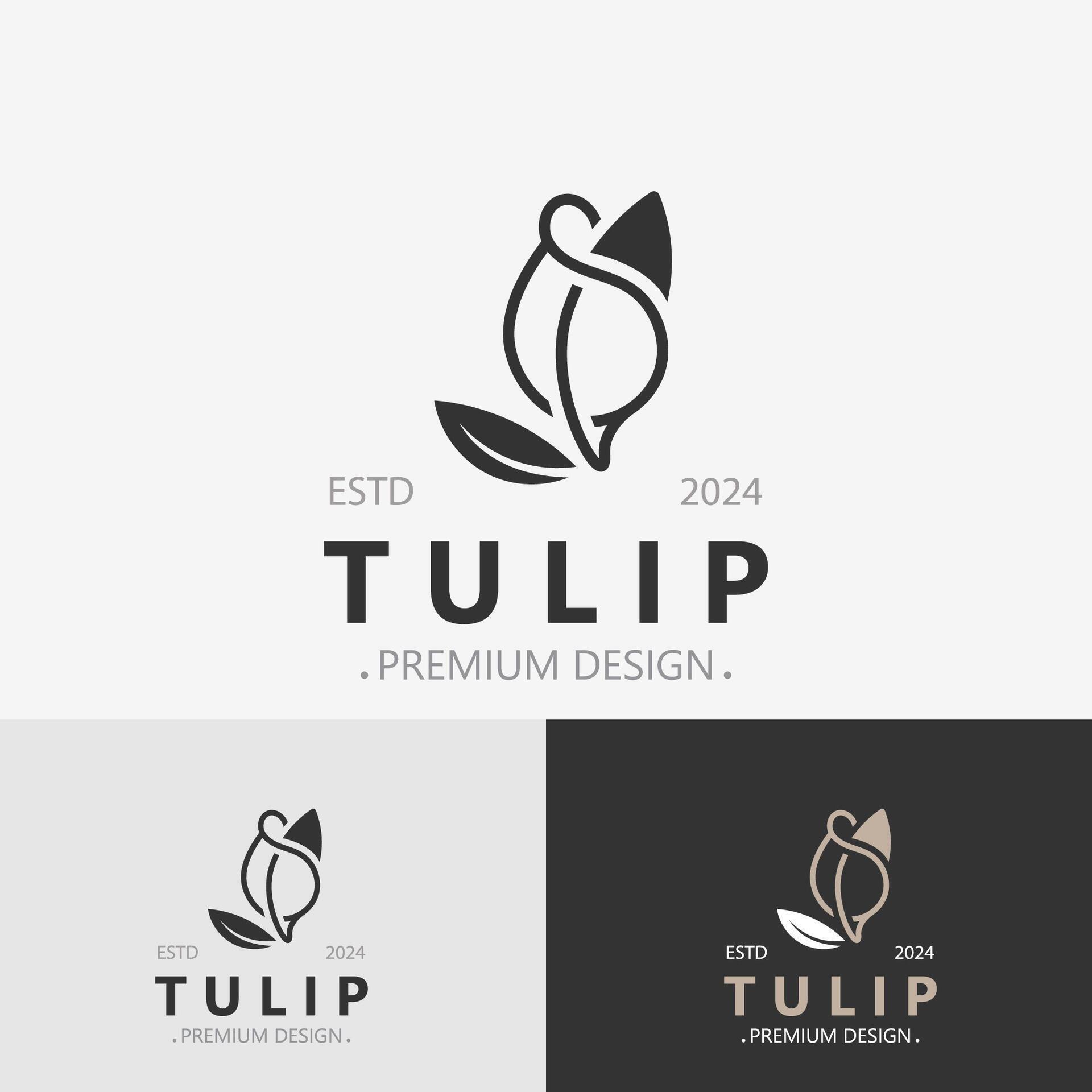 Tulip Flower logo with leaves design, suitable for fashion, beauty spa and boutique emblem business Stock Free