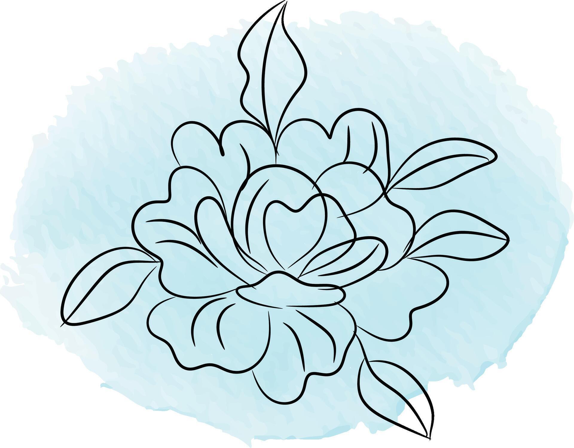 Hand drawn flat design simple flower outline Stock Free