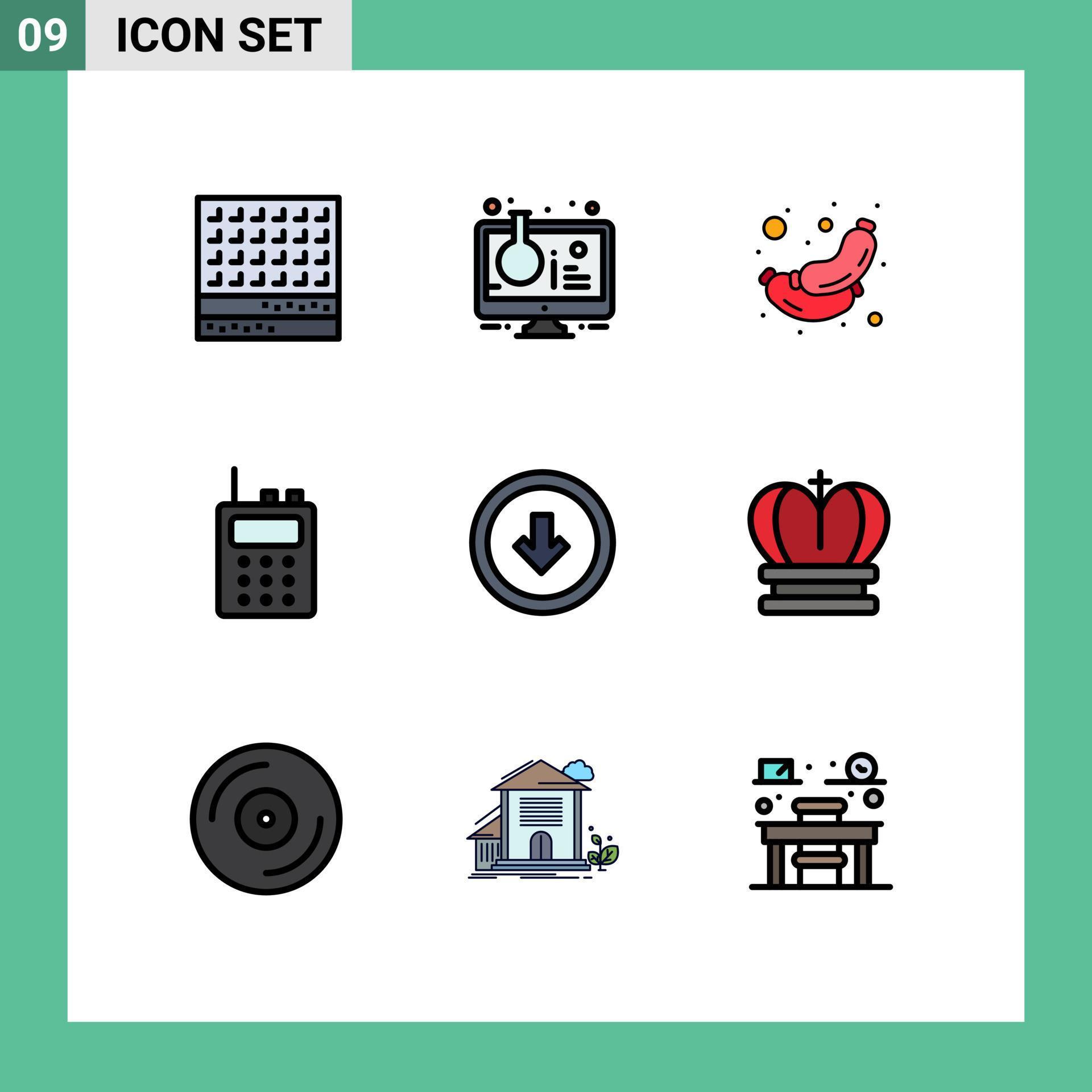 9 Creative Icons Modern Signs and Symbols of arrow radio sample tube communication sausage Editable Vector Design Elements Stock Free