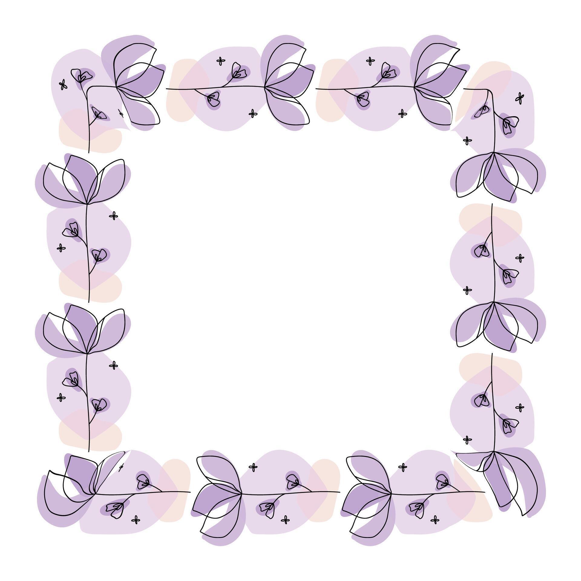 Hand drawn flowers wreath frame on white background Stock Free