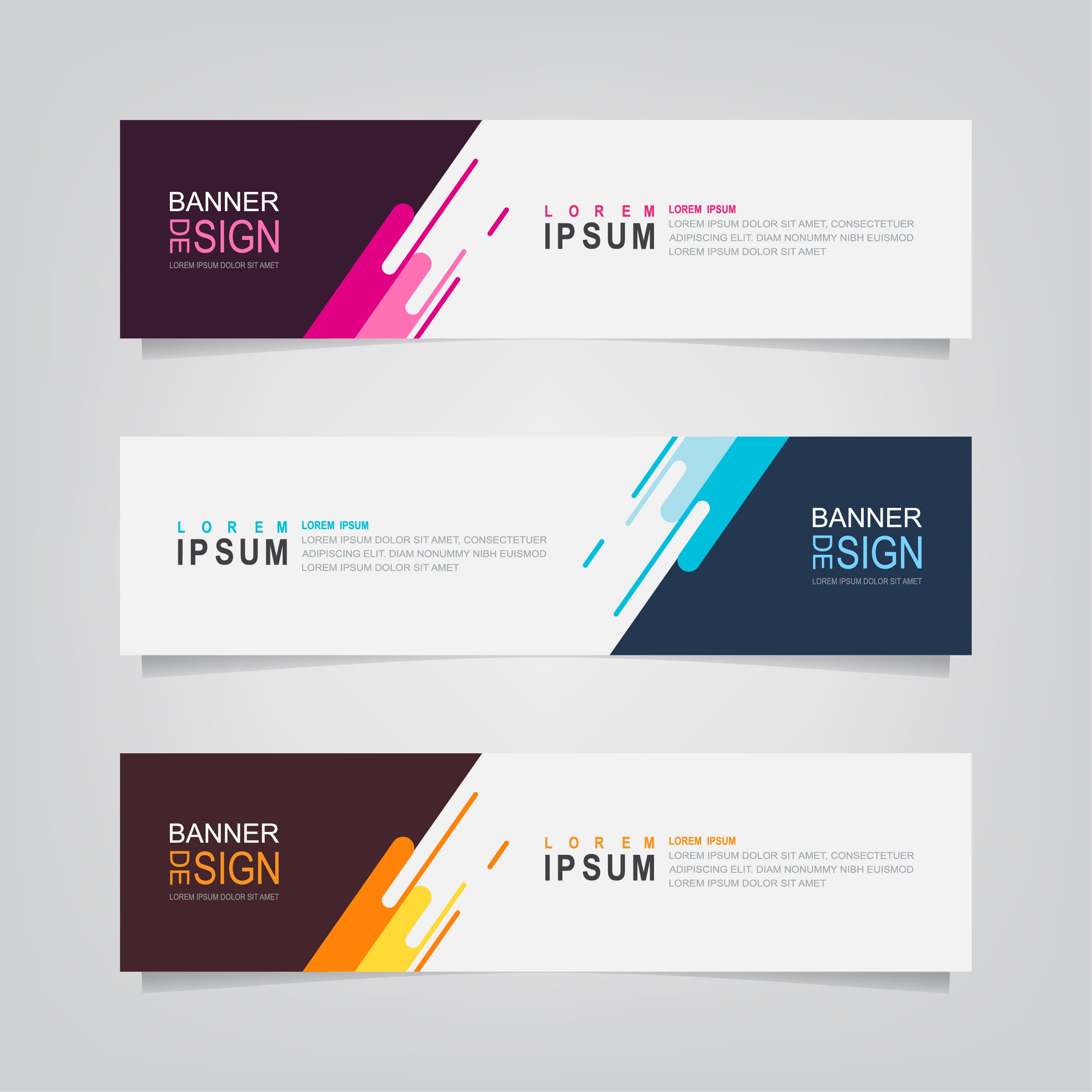 Set of Geometric Color Splash Banners Free Vector