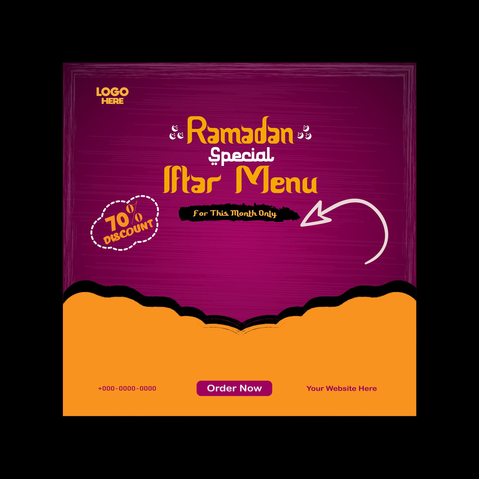 Ramadan iftar menu food post design and social media banner template Free Vector