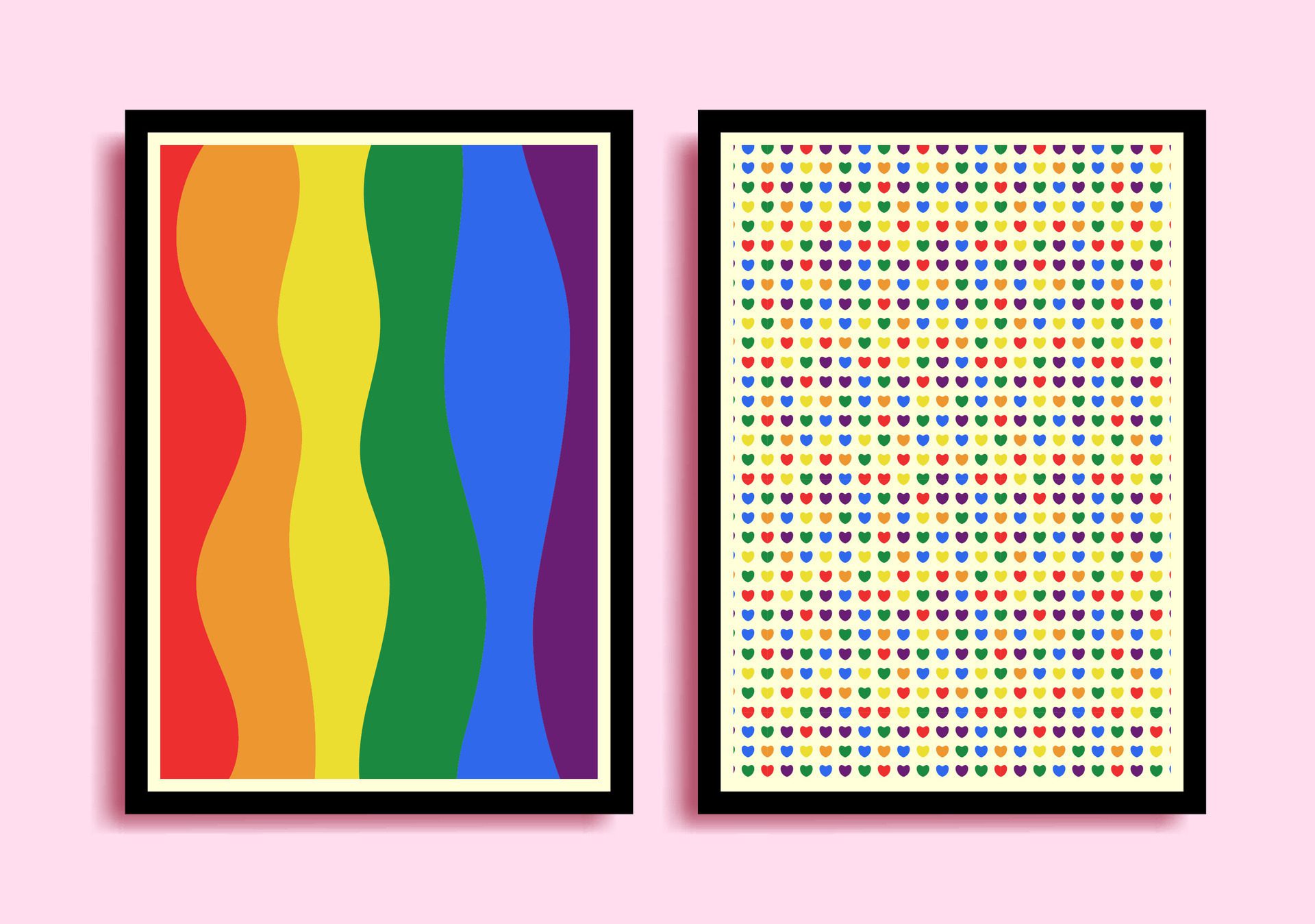 set of abstract LGBT pride month background, wall decor, banner, wallpaper, wall decor, poster, greetings card Free Vector