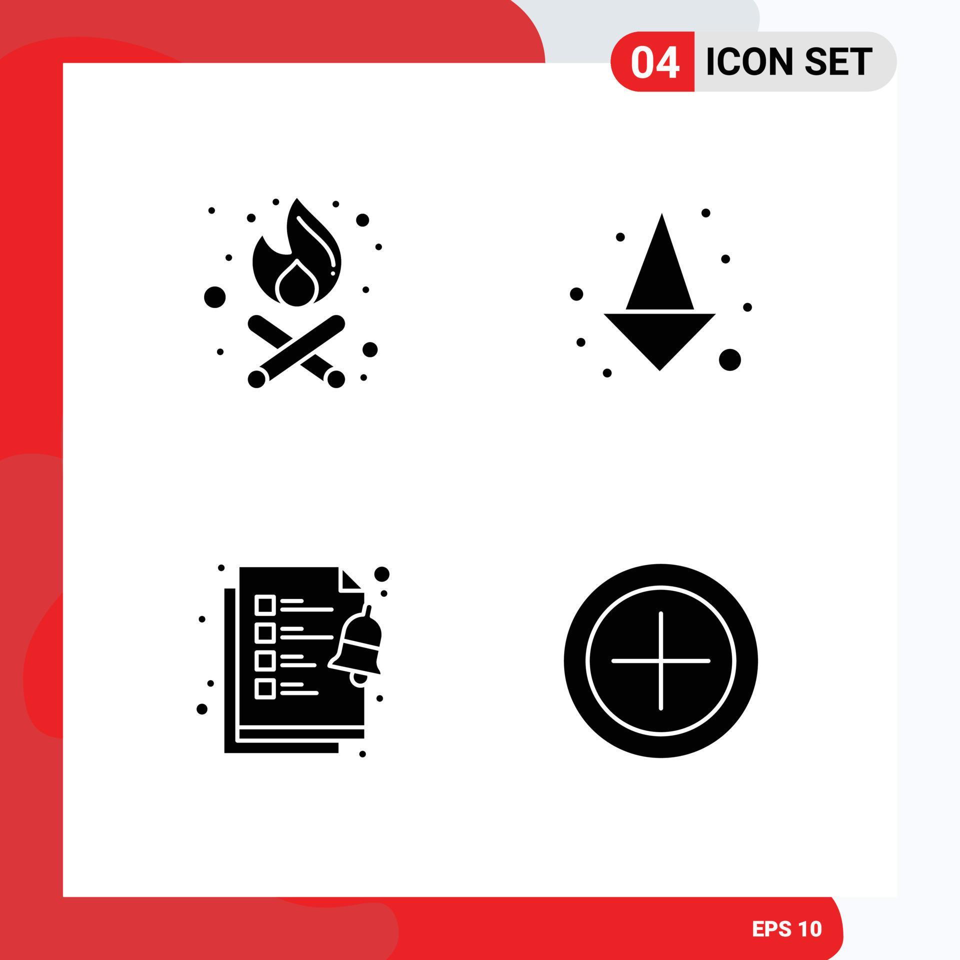 Set of 4 Vector Solid Glyphs on Grid for bonfire finance arrow checklist payment Editable Vector Design Elements Stock Free