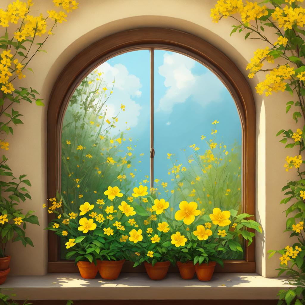 Window with a yellow by @ai_generated