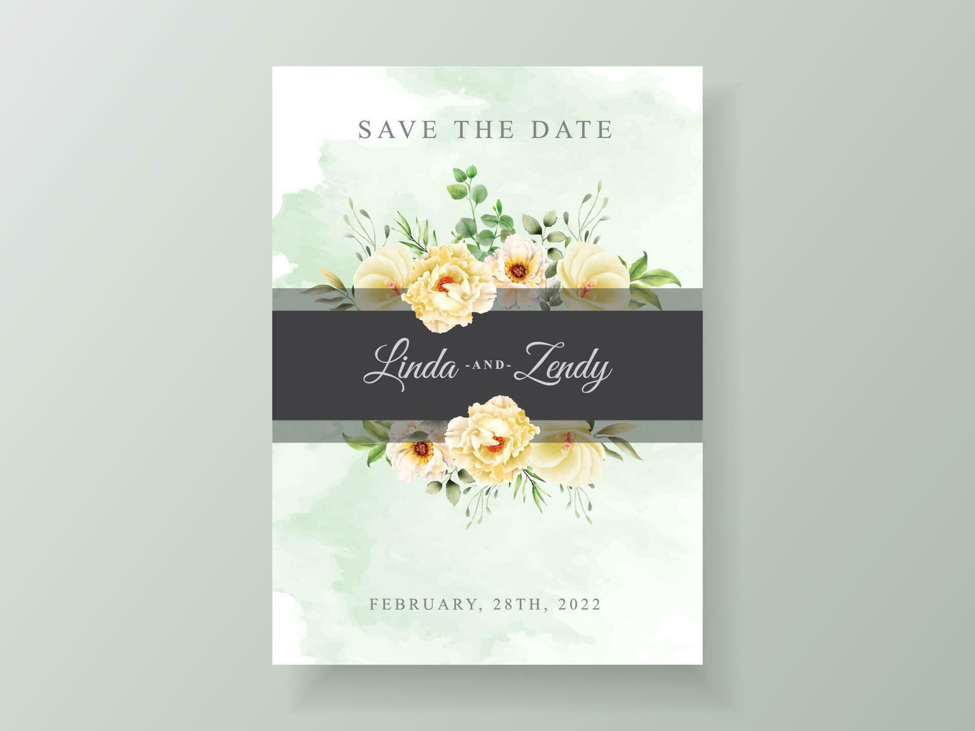 Beautiful floral wedding invitation template Stock Free