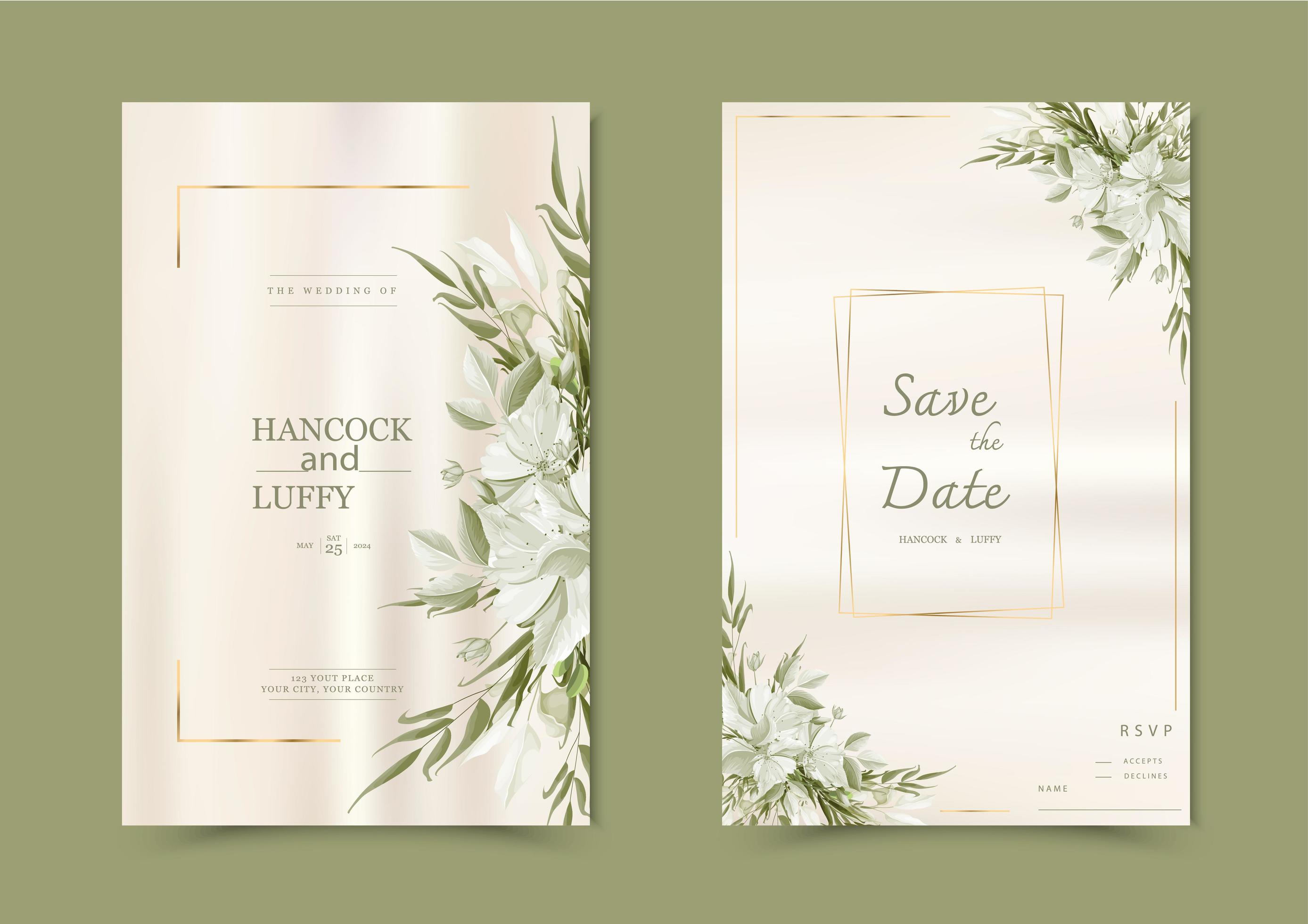 Floral wedding invitation card. Stock Free