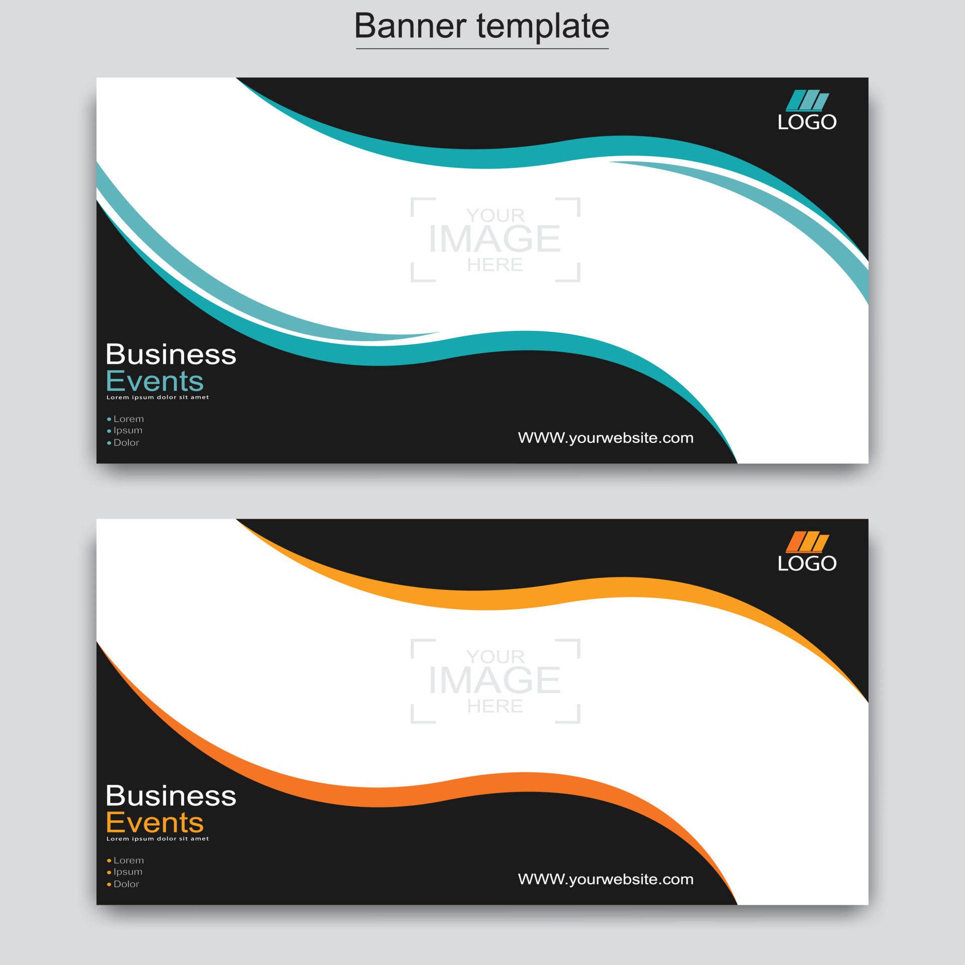 Vector abstract design web banner template. Web Design Elements – Header Design. Abstract geometric web banner template on grey background. Free Vector