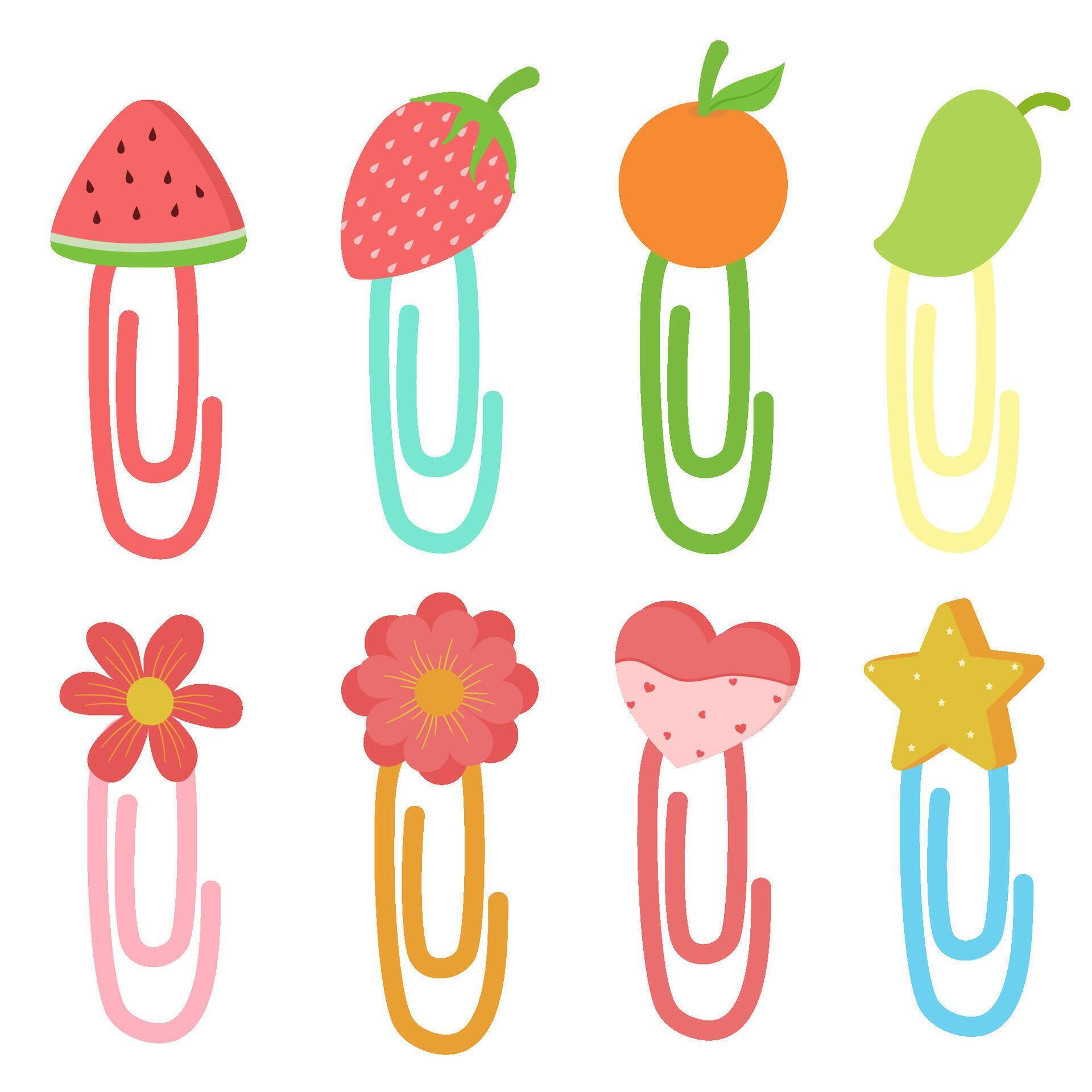 Paperclip with cute fruit and flower Stock Free