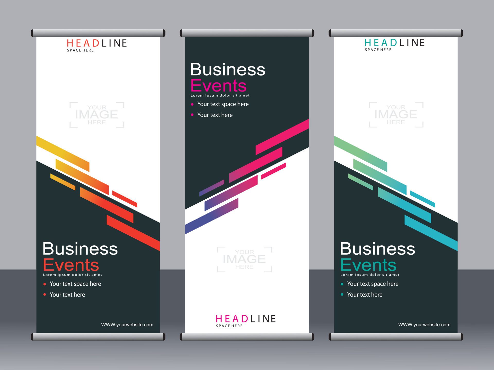 Business banner roll up set standee banner template. Free Vector