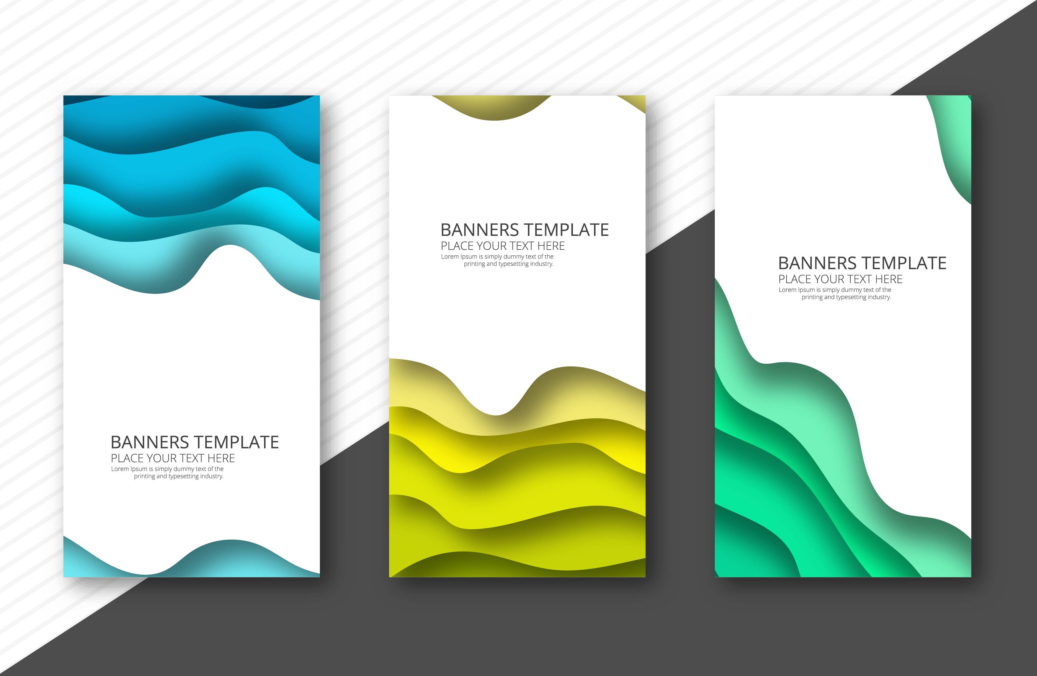 Papercut colorful banner set template design Free Vector