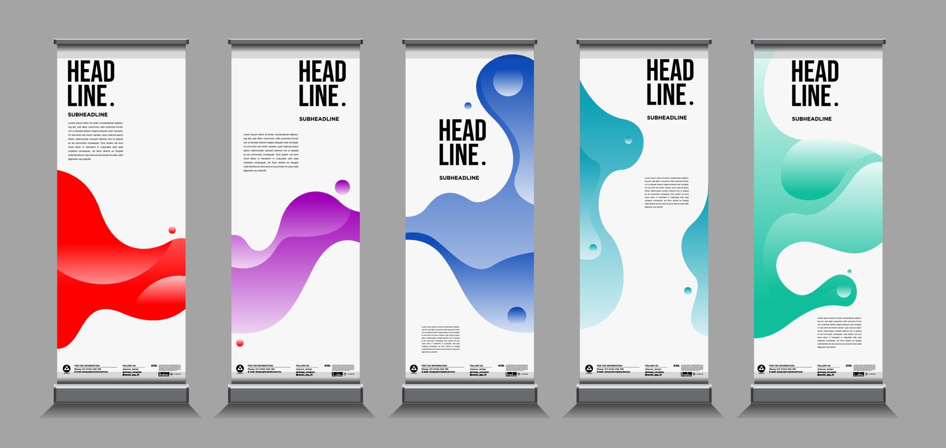 Vector colorful geometric and curve roll up banner Free Vector