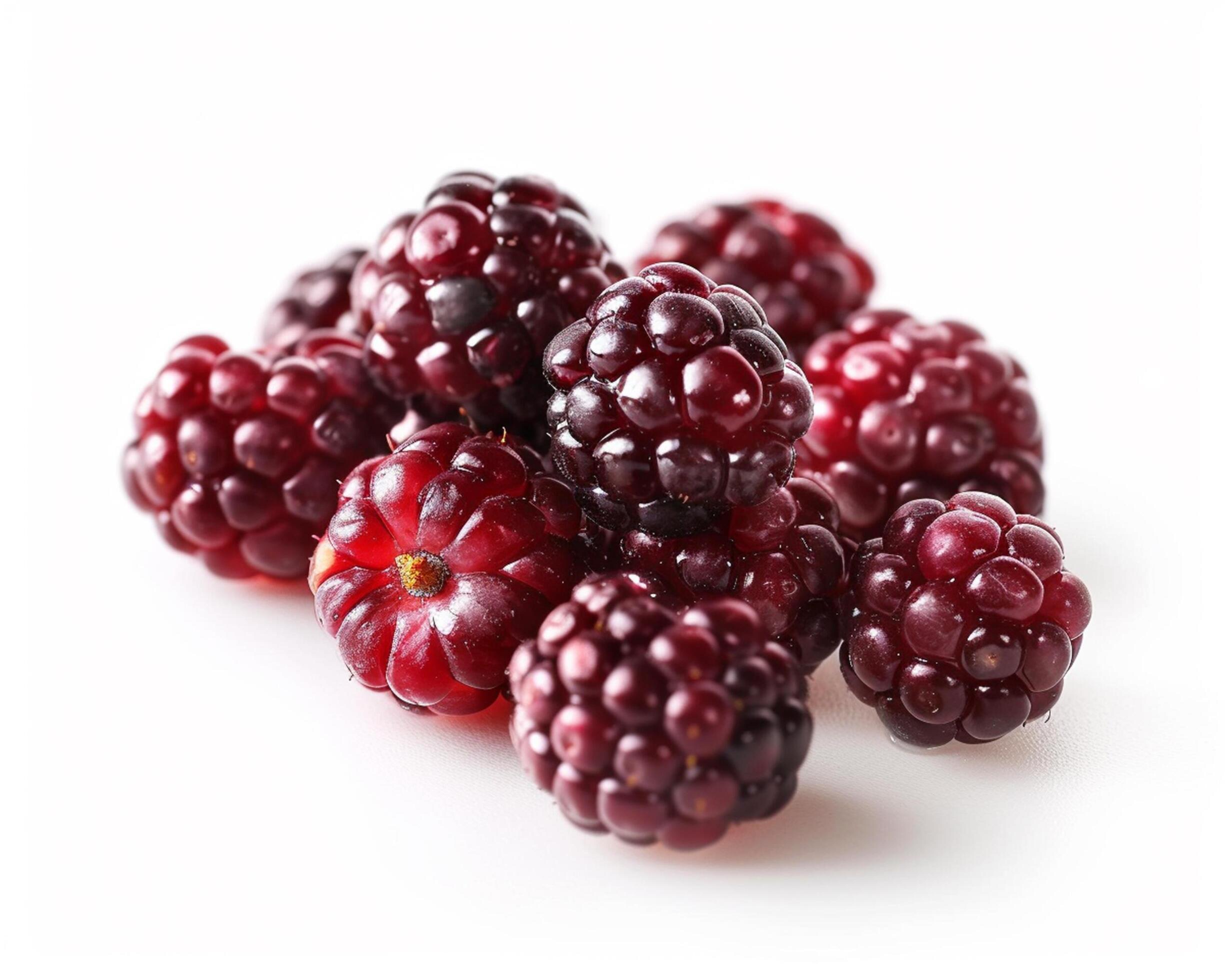 a pile of blackberries on a white background Stock Free