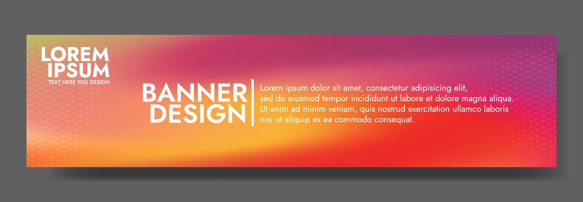 Gradient blurred banner in shades of red orange. Ideal for web banners, social media posts, or any design project that requires a calming backdrop Free Vector