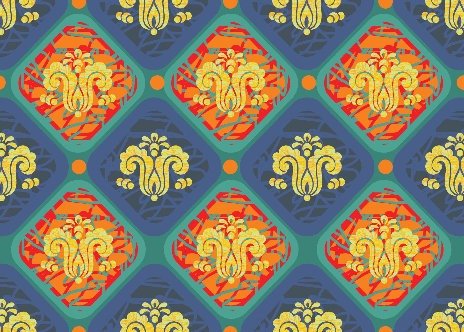 Indonesian batik motifs with very distinctive plant patterns Free Vector