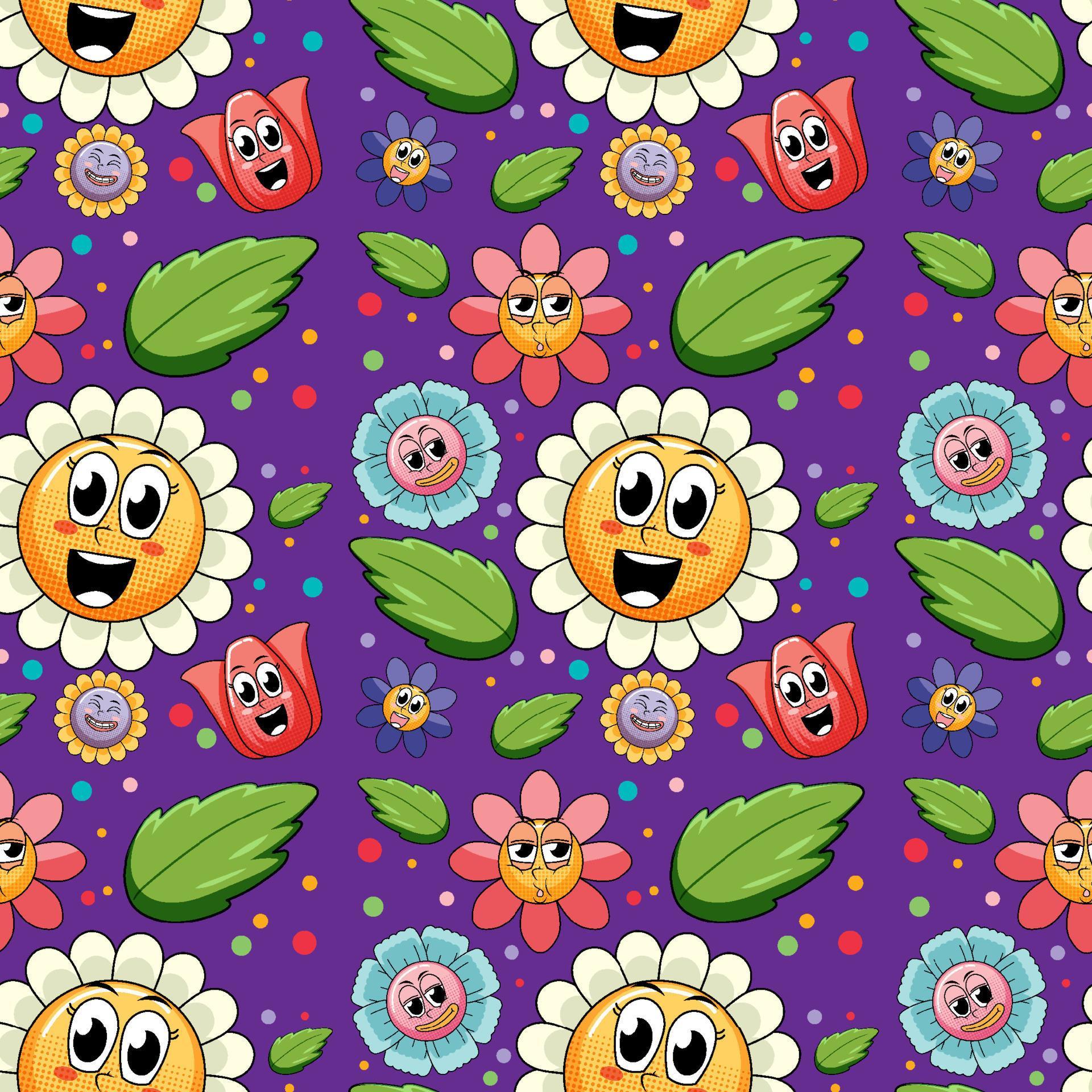 Seamless background with colorful flowers Stock Free