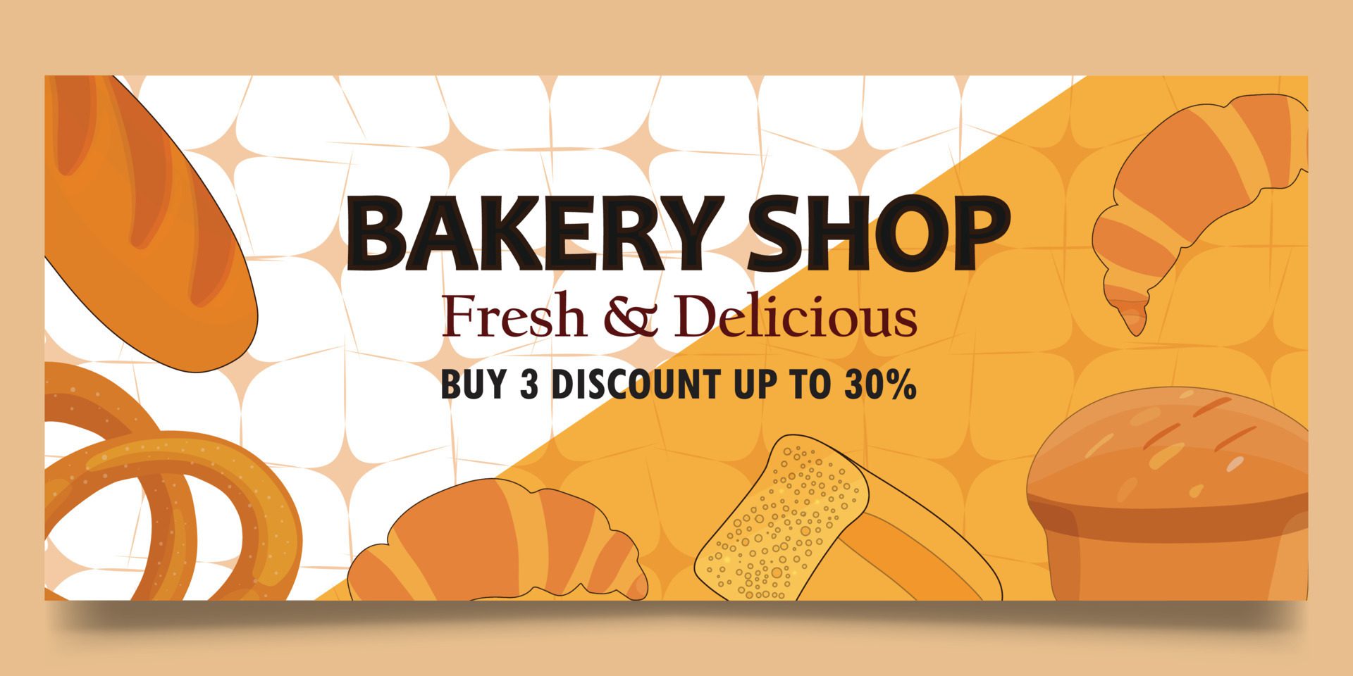 Bakery shop web banner template Free Vector