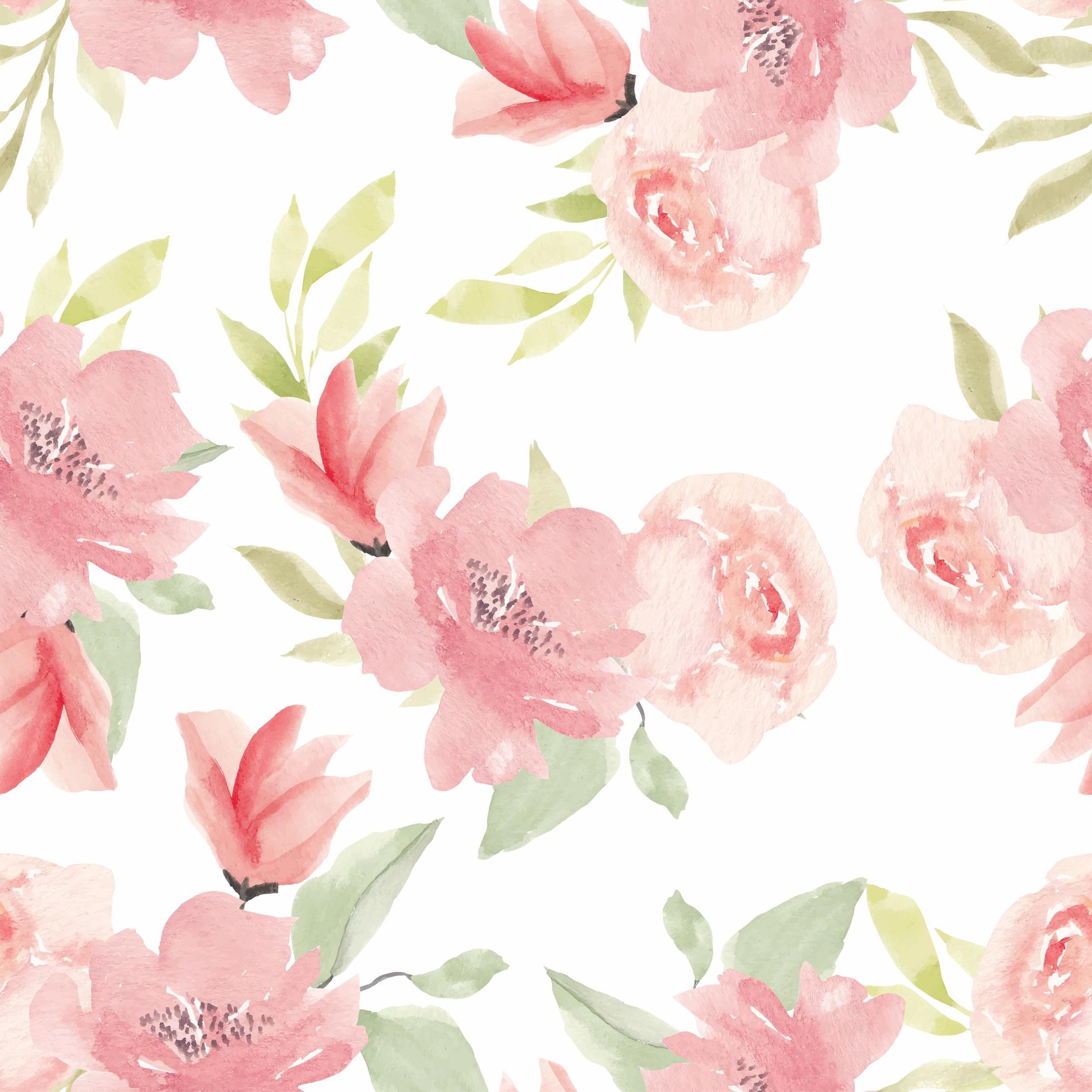 Floral Seamless Pattern Watercolor Hand Painted Flower Stock Free