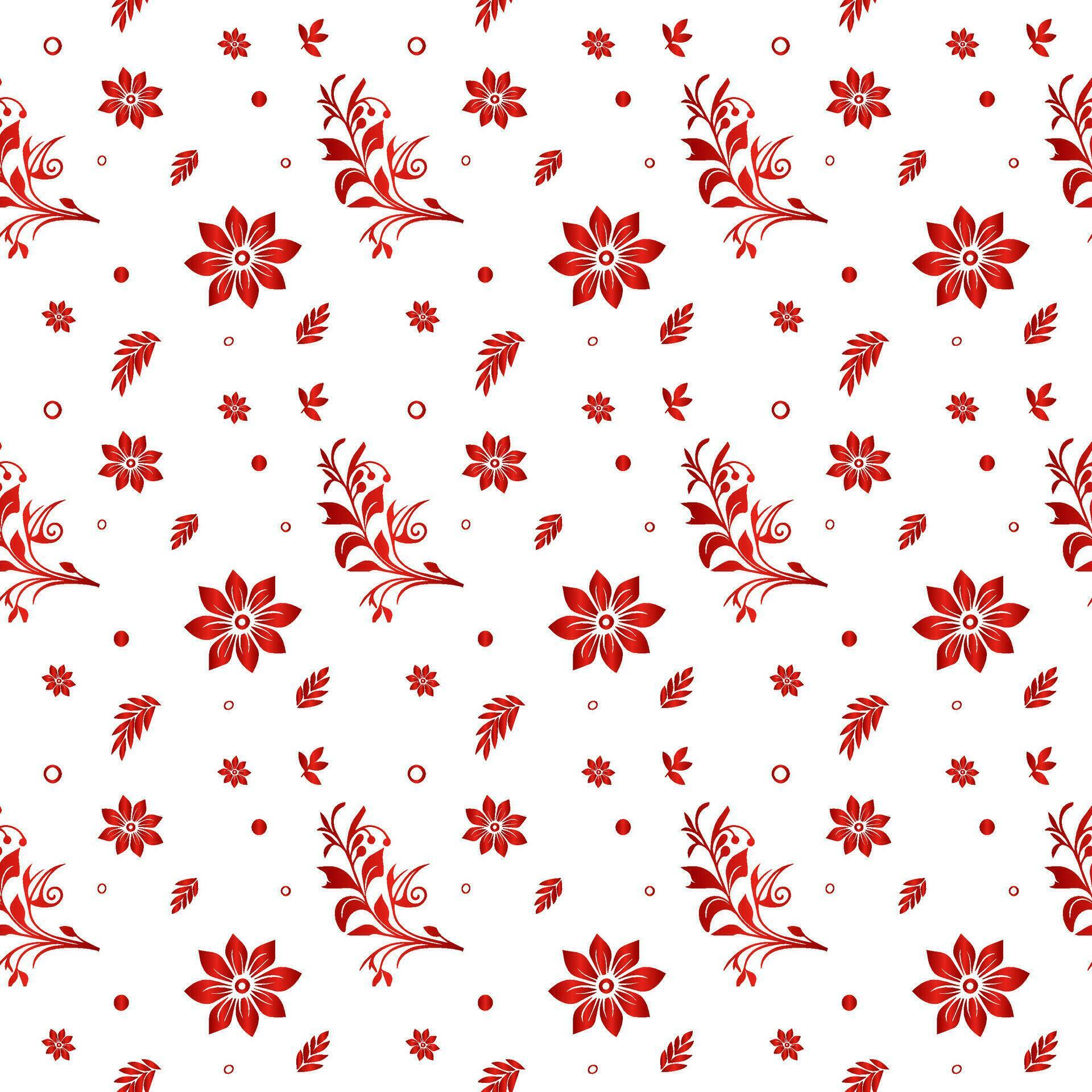 Floral pattern with red flowers and leaves on white background Stock Free and Free SVG