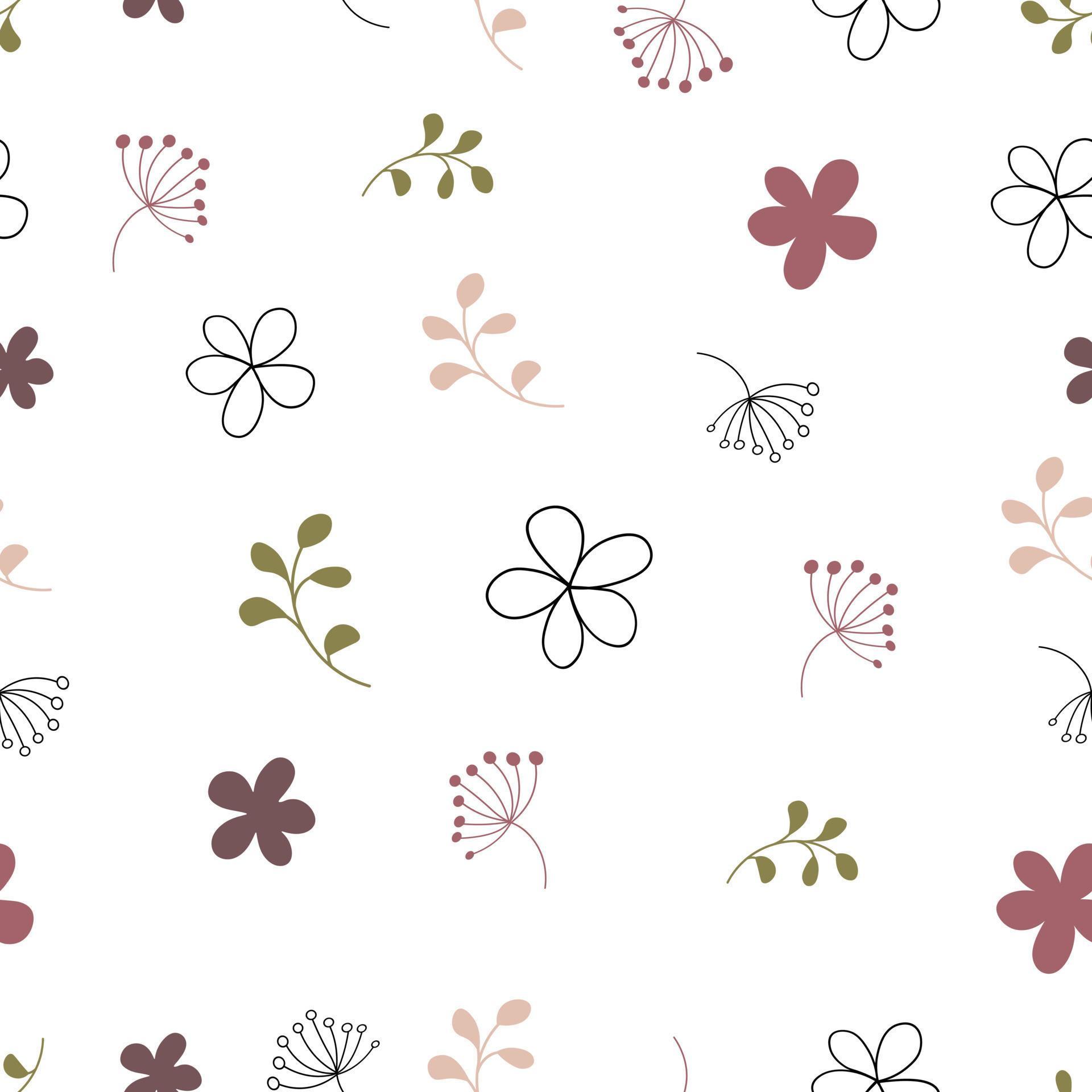 Abstract flowers and leaves seamless pattern. Background for wallpapers, textiles, papers, fabrics, web pages. Floral ornament, vintage style. Stock Free