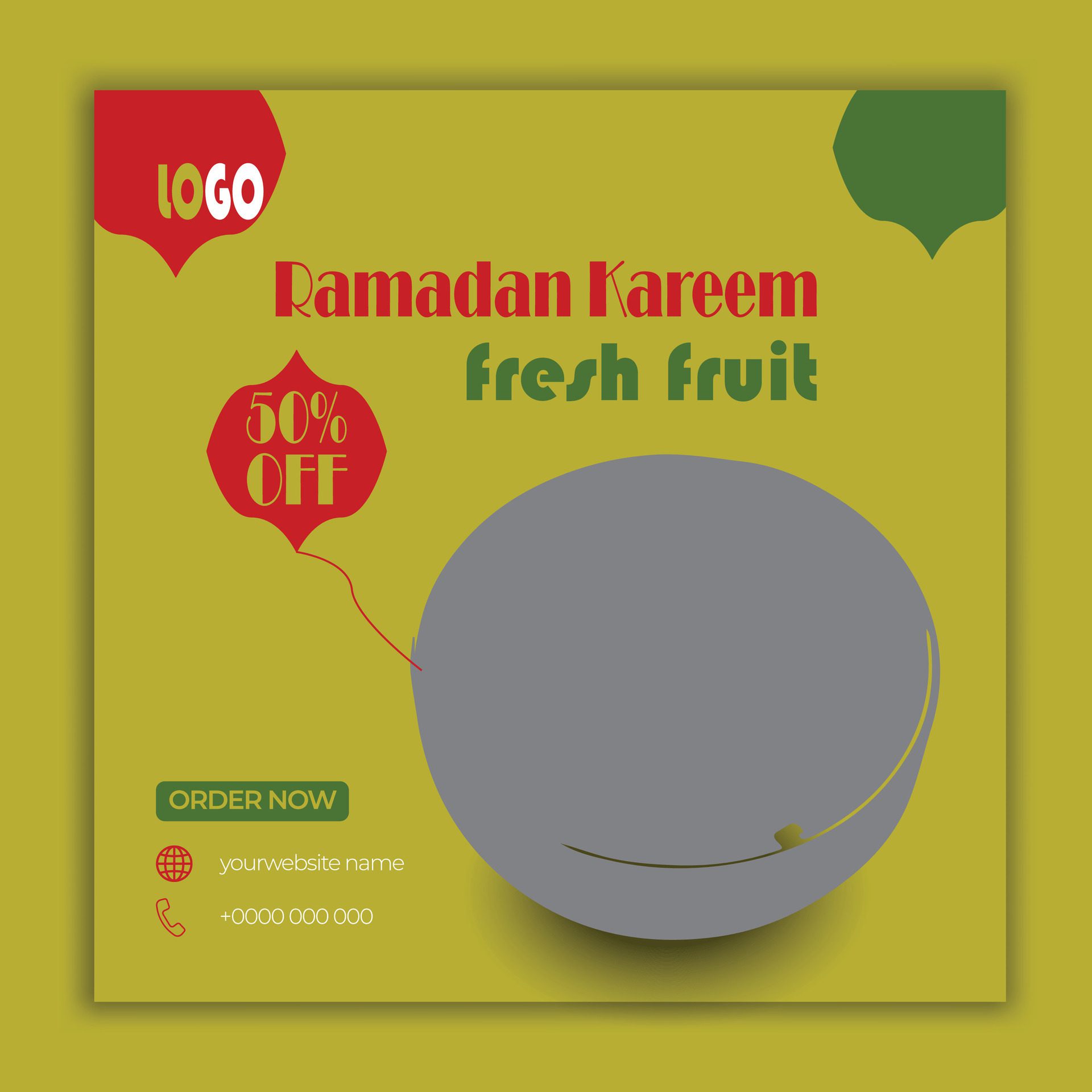 Ramadan Kareem fresh fruit social media post banner template Free Vector