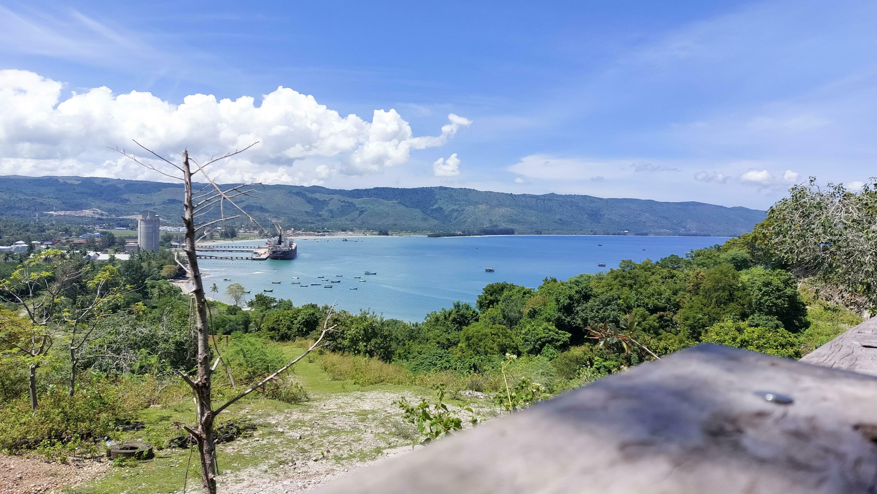 Nature landscape view of beautiful tropical beach and sea in sunny day. Beach sea space area Stock Free