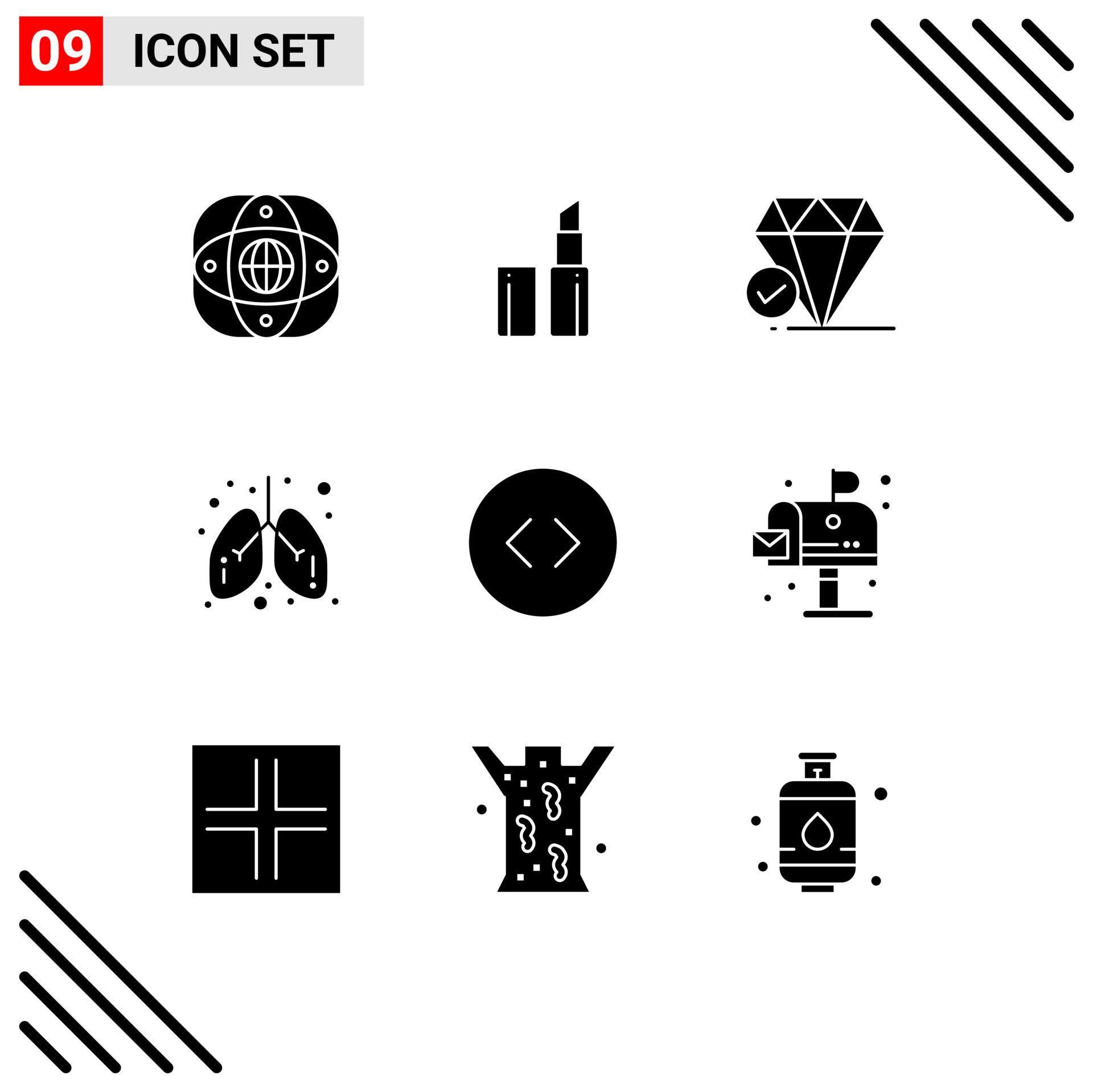 Pack of 9 creative Solid Glyphs of enlarge arrows jewel medical health Editable Vector Design Elements Stock Free