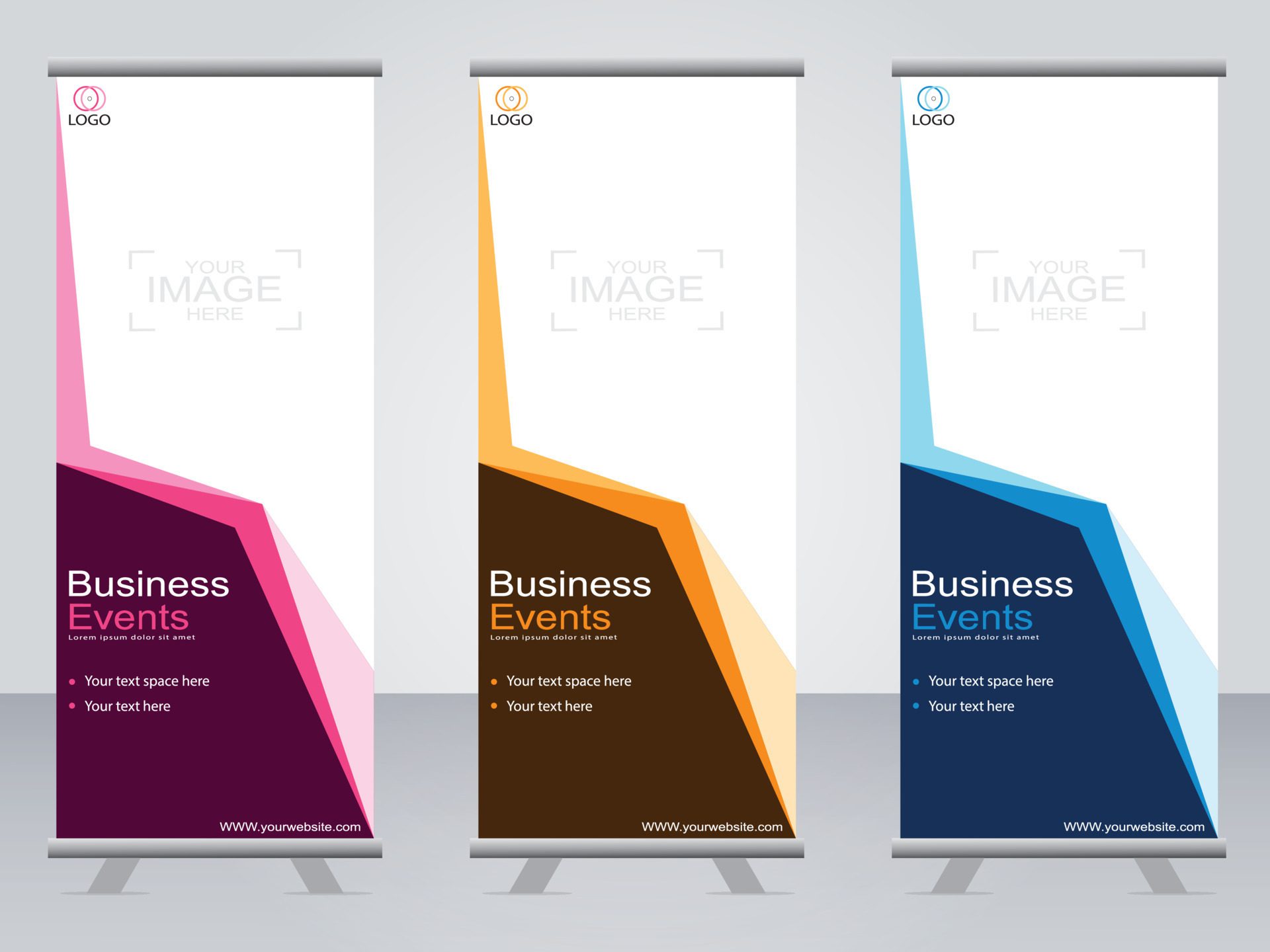 Business banner roll up set standee banner template. Free Vector